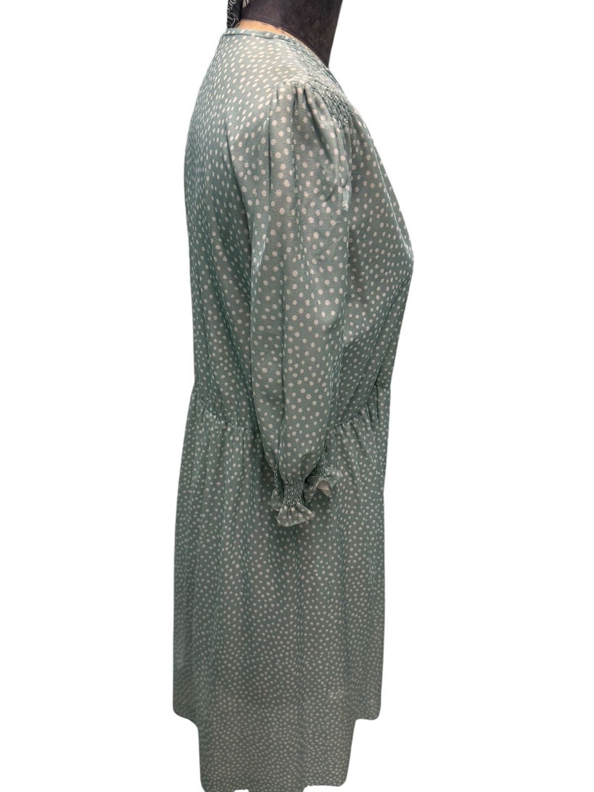 Vintage Parade New York Country Style Green White Polka Dot Dress Sz 8