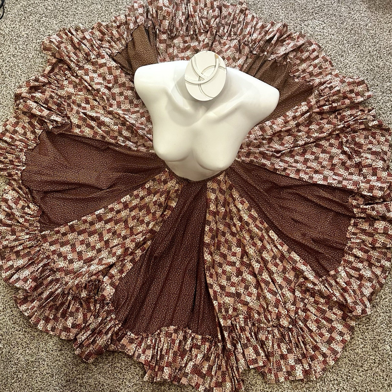 Vintage Skirt Square Dancing Floral Calico Print Boho Western