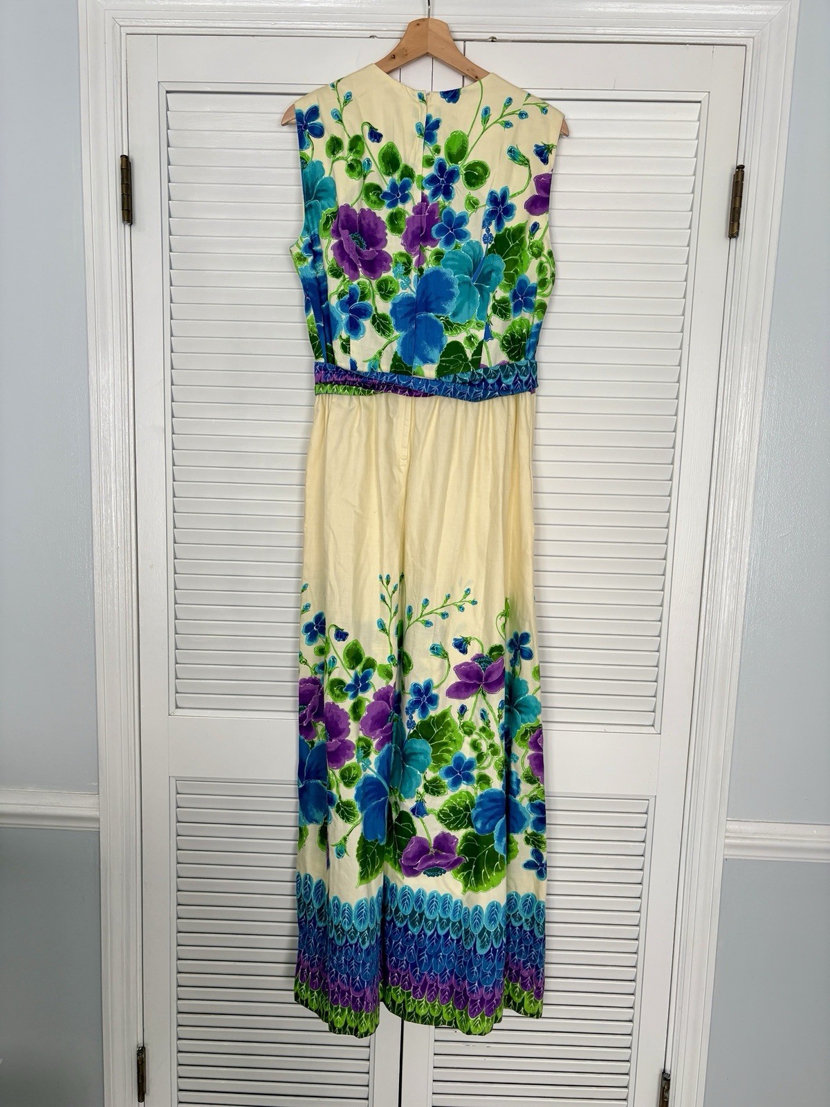Waltah Clarke’s Vintage 1960s Sleeveless Hawaiian Floral Cotton Maxi Dress 16