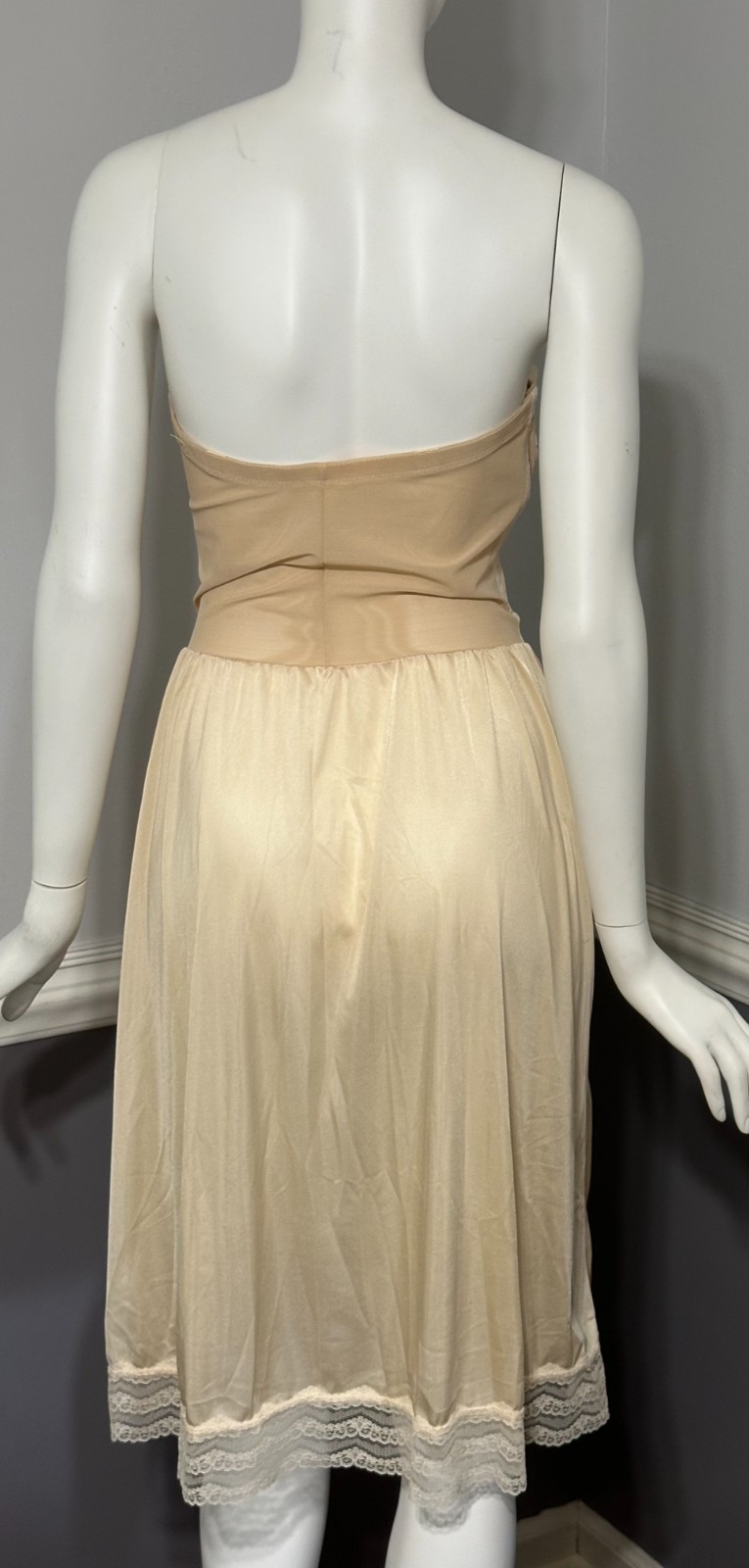 Vintage La Shapeur Young Smoothie Lace Bustier Bra Dress Slip Ivory 36C