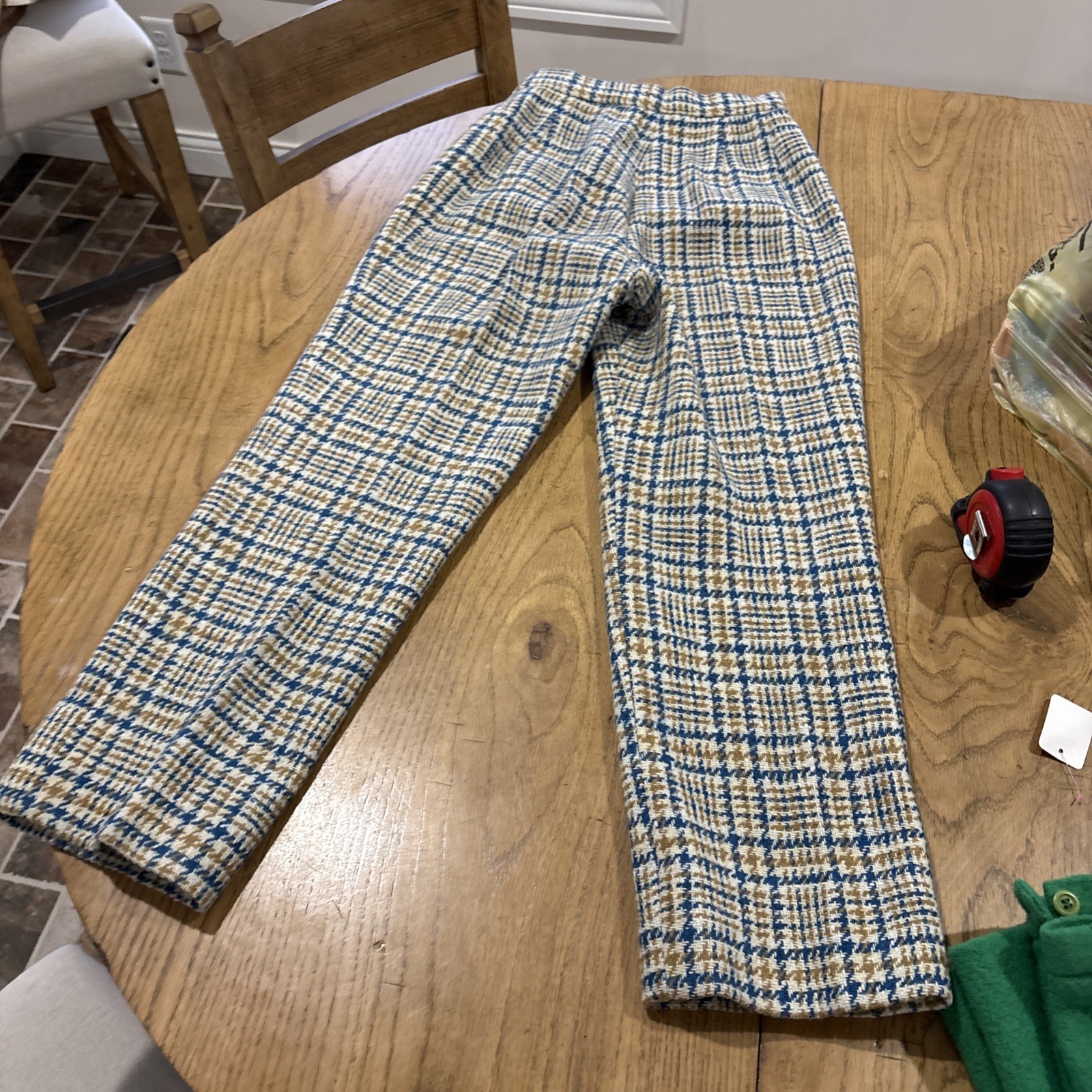 1970s Wool Houndstooth Tweed Plaid Women’s Pants Size 10EU Retro Cool!