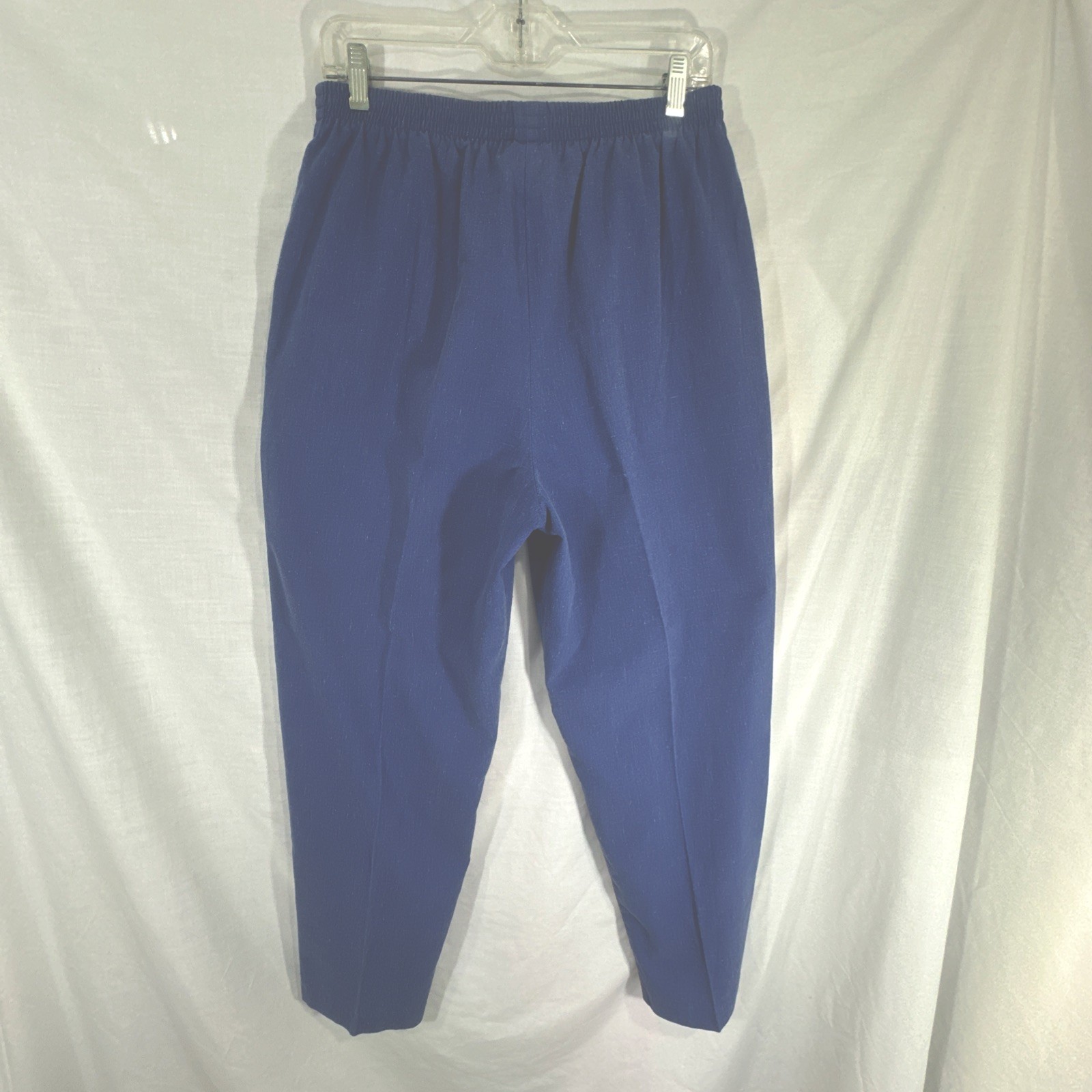 Vtg Elastic Waist Pull On Pants 10/12 Med Blue 29.5 Inseam Nautical Cotton Blend