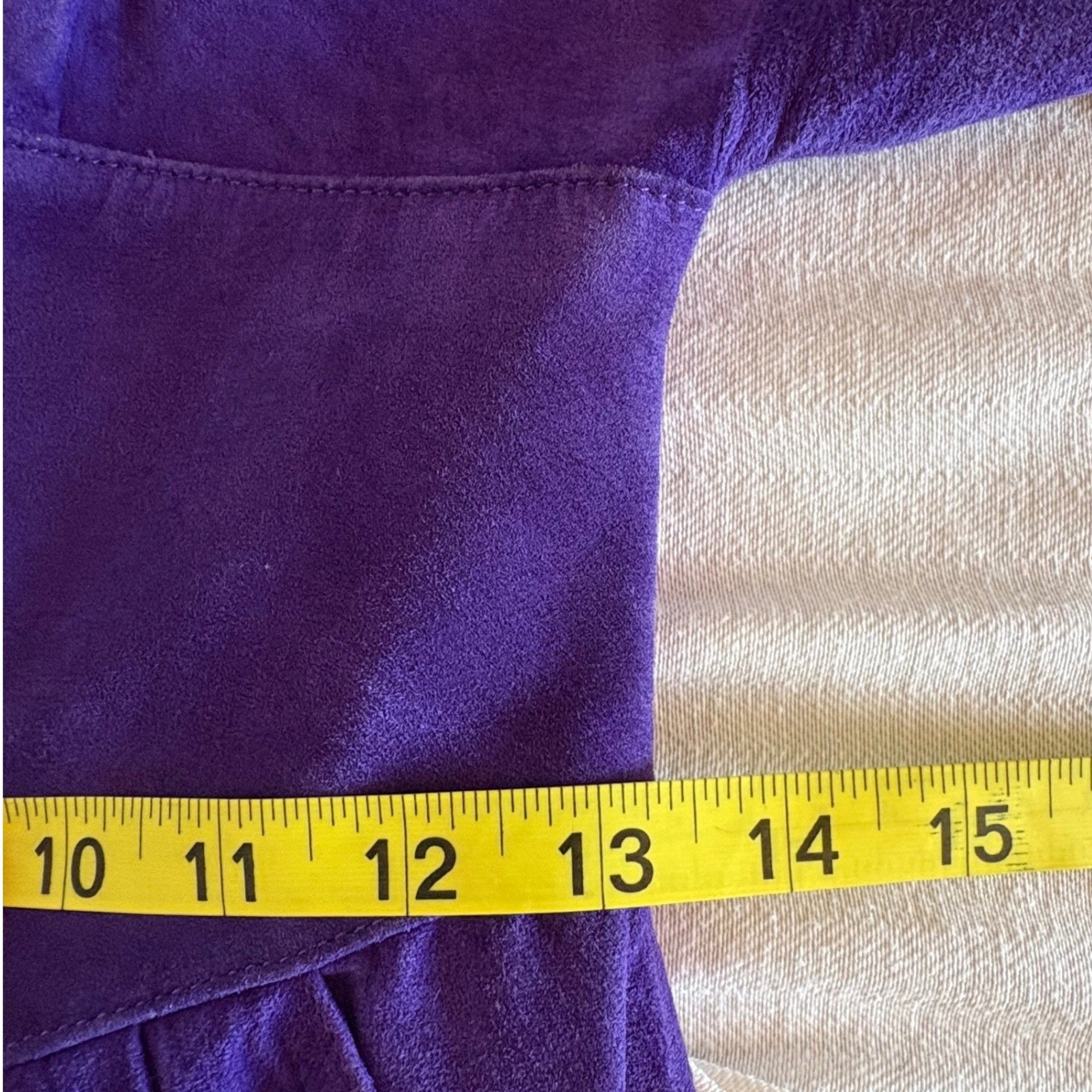 Pia Rucci Vintage 80s Purple Suede Leather Midi Dress 3/4 Sleeve Pockets Women 4