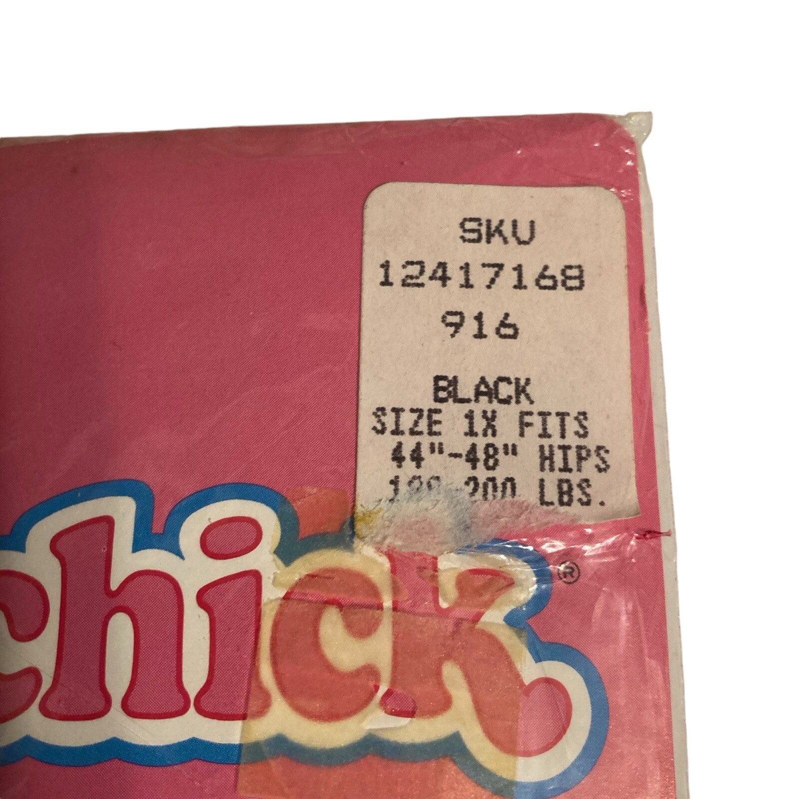Vintage Chubby Chick Plus Pantyhose Black Print Size 1X Hips 44”-48” 180-200#