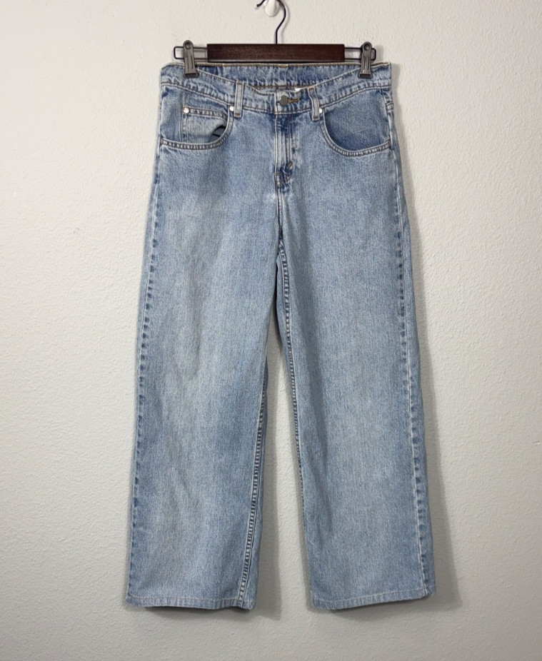 Vintage 90s Levis L2 Jeans 9 Med Blue Faded Denim Baggy Wide Leg Skate White Tab