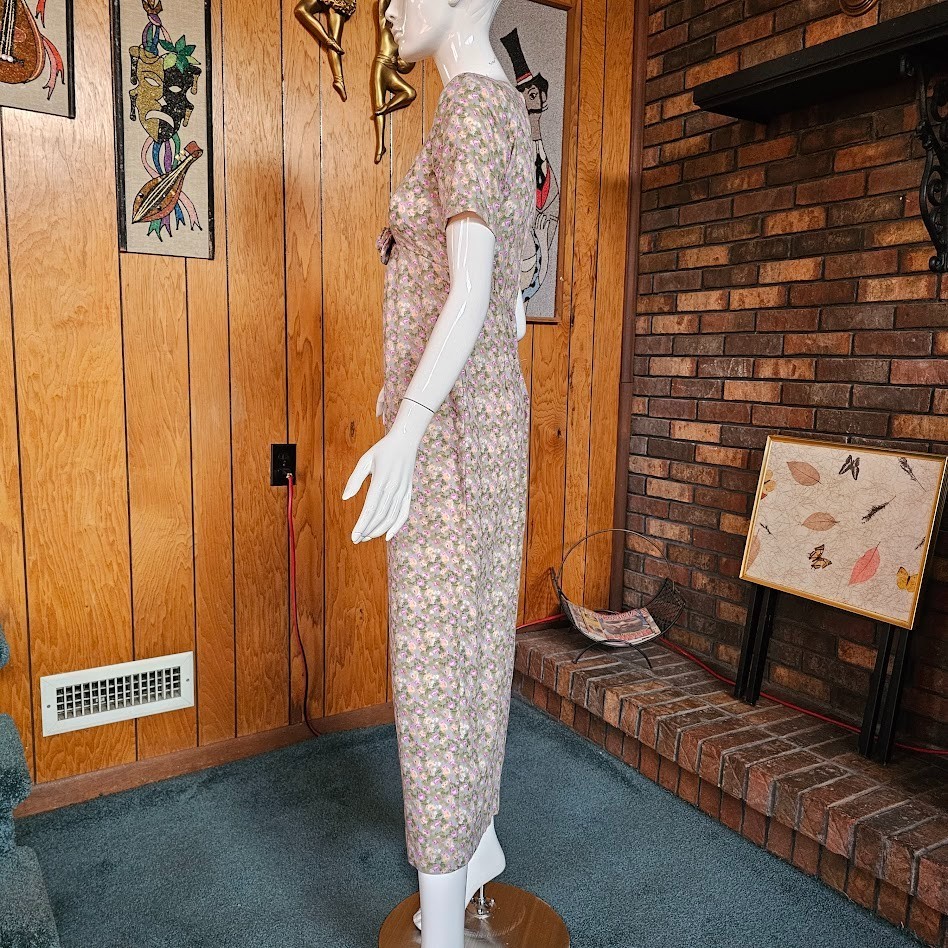 Vintage 90s Mall Rat EXPO Cottagecore Ditzy Floral Palazzo Pants Jumpsuit XS/S P
