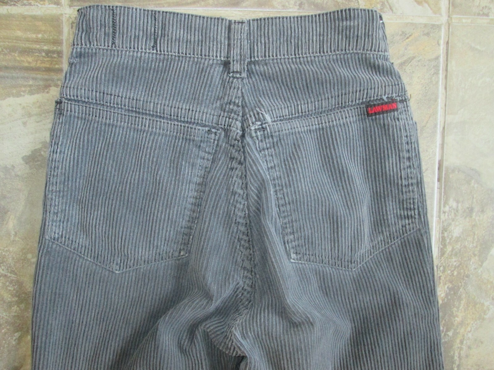 VTG Lawman Pants Juniors 21×27 High Waist Faded Black Corduroy Tapered Skinny