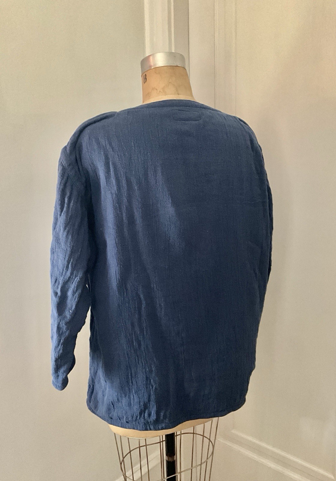 Vintage 1980’s Issey Miyake Plantation Padded Double Gauze Oversized Blue Shirt