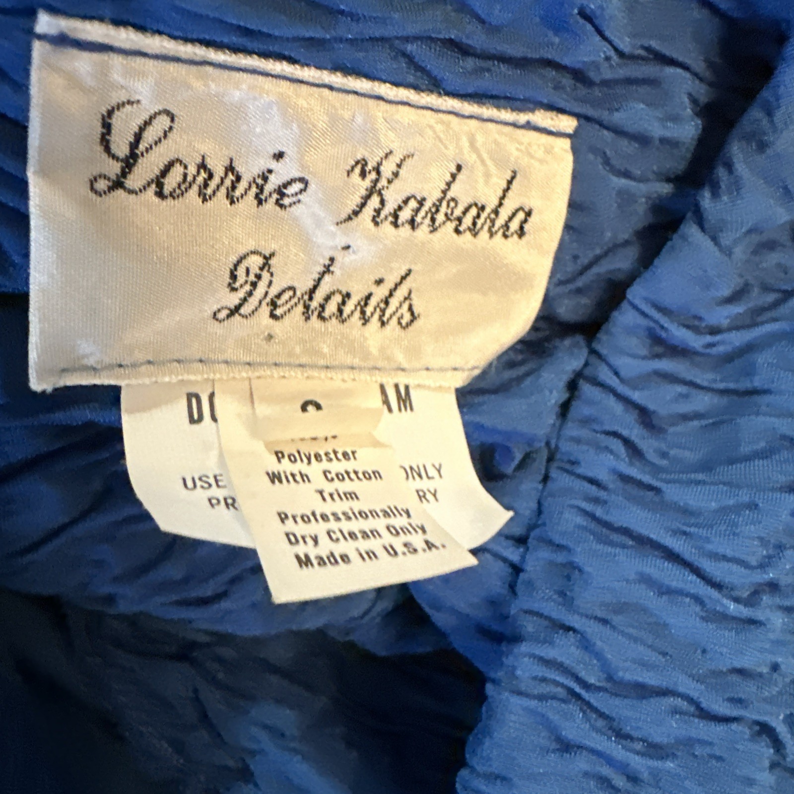 80s Lorrie Kabala Women 8 Blue Ruffled Puff Sleeve 2 pc blouse skirt dress