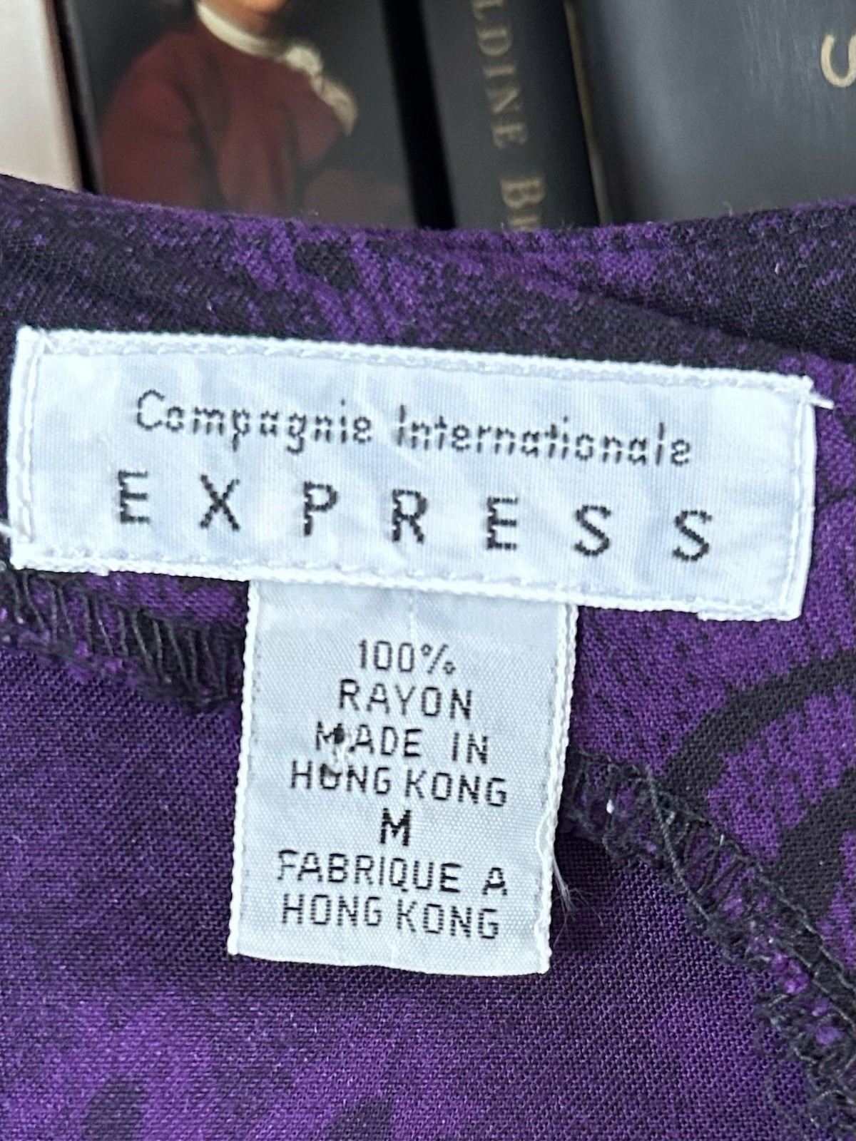 Vintage 80s Compagnie Internationale Express Purple Paisley Drop Waist Dress M