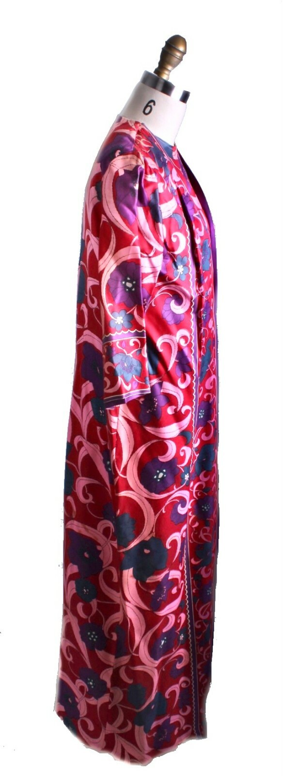 VTG 1970s Diana Dean Hostess Gown Julius Lonschein Fleurs de Musee Fabric M/L