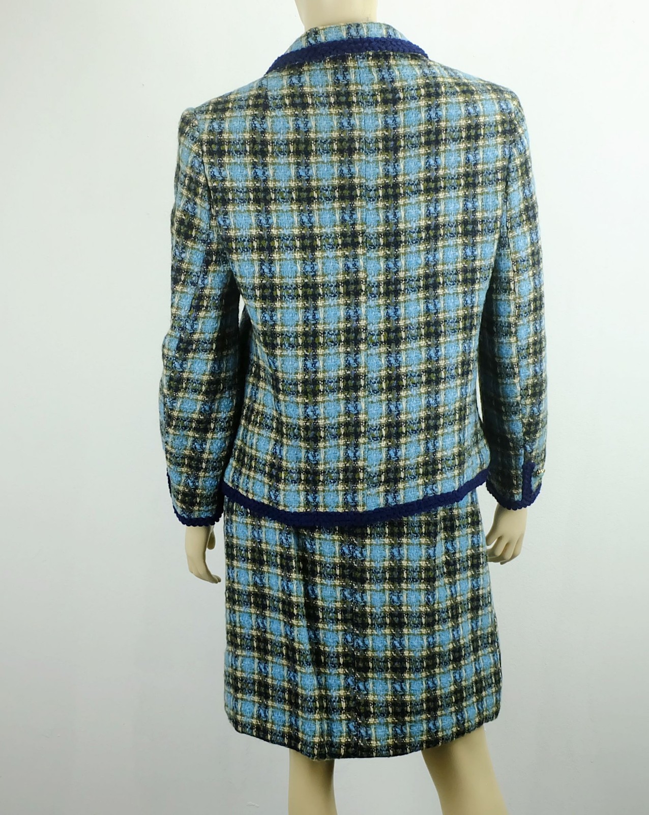 elegant vintage jeune chic costume 1960s size 38/40 plaid wool fabric