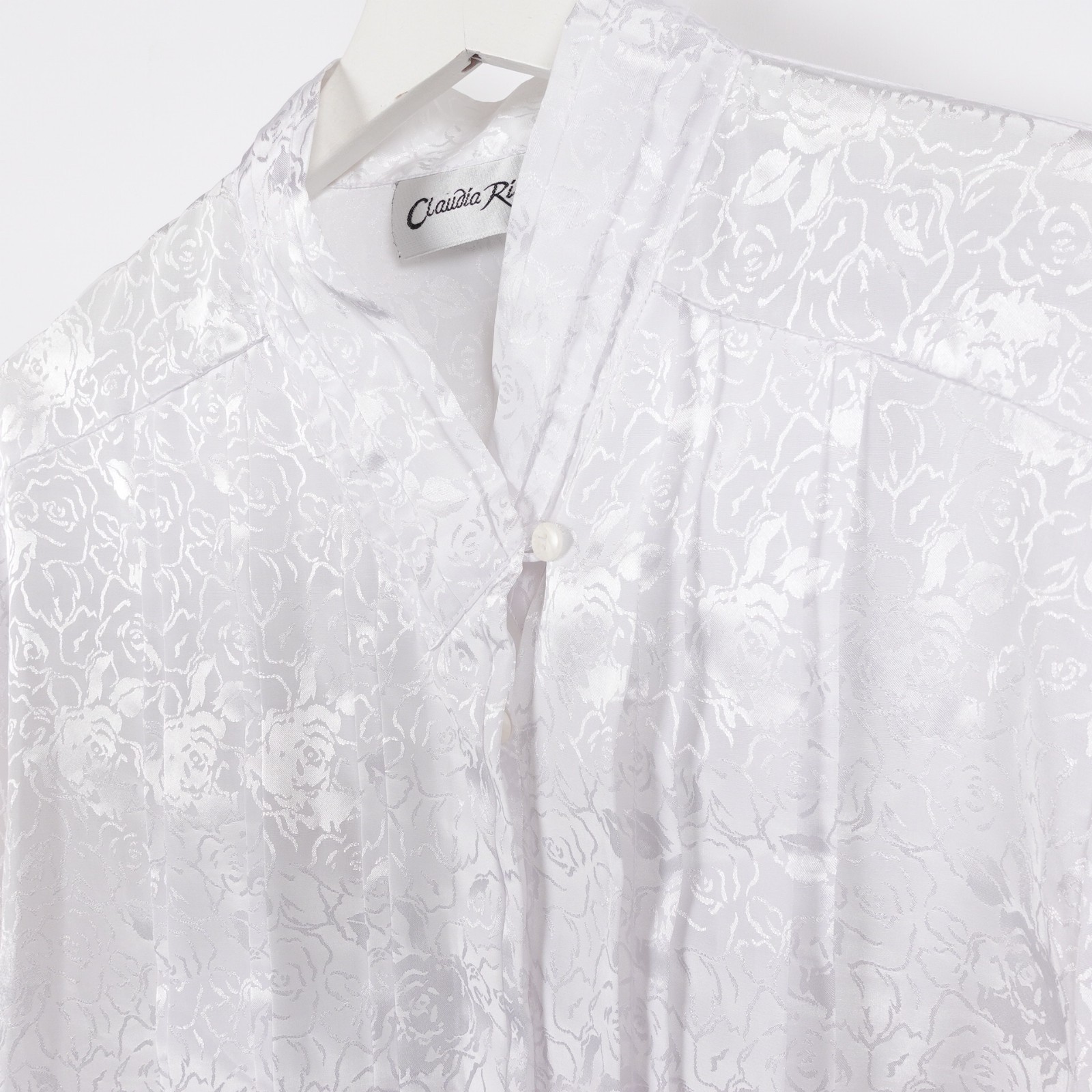 Vintage 90s Claudia Richard Pleated Floral Long Sleeve Shirt Blouse 14 Large