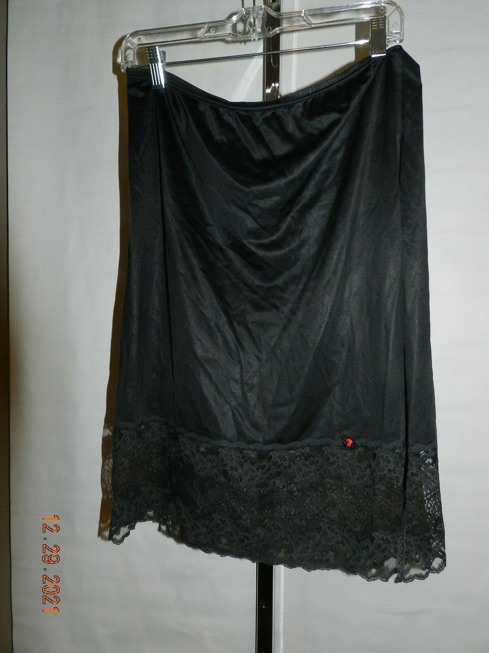 Vintage black Lace Camisole & Slip Skirt Sz 34 M JC Penney Applause deep slit