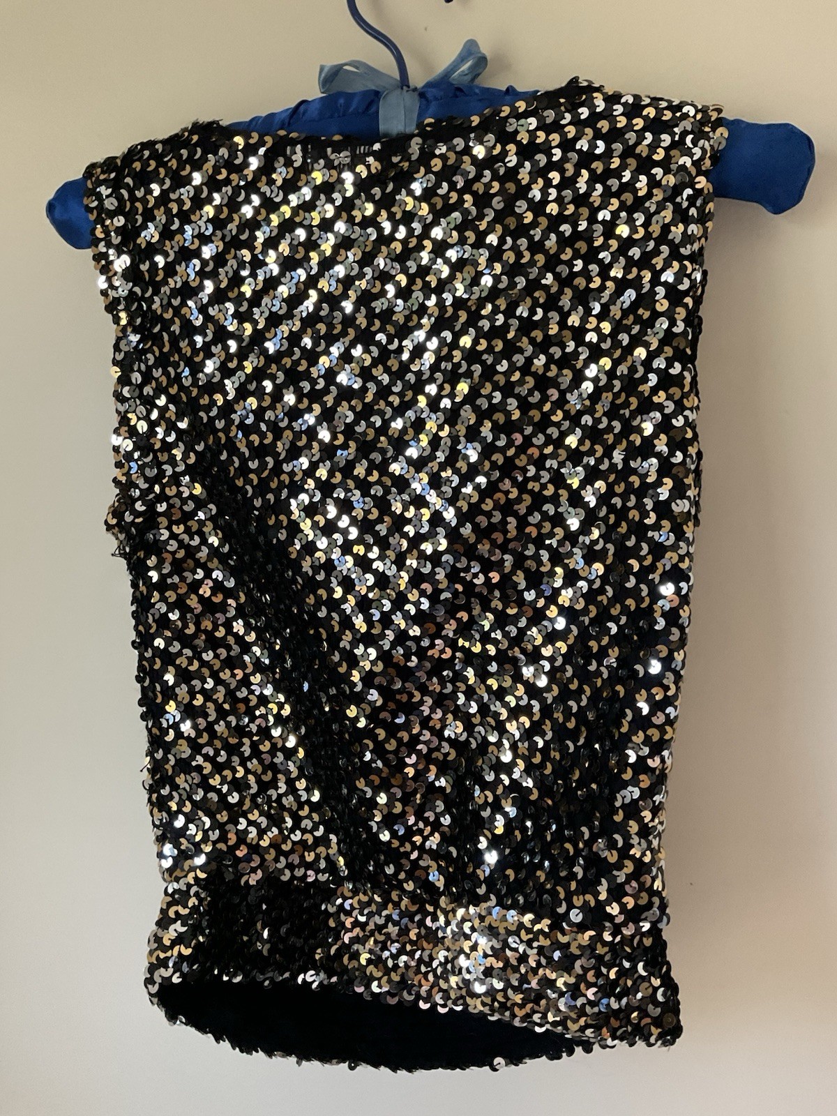 Vintage CREATIONS III Silver Gold Sequin Cowl Neck Tank Top Made In New York USA