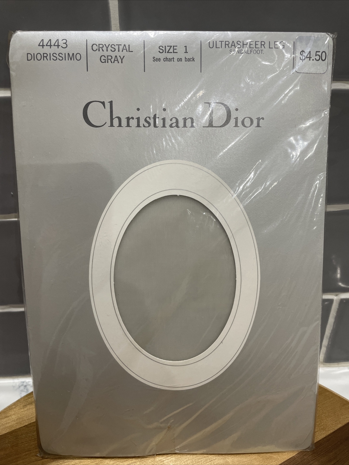 Vintage Christian Dior Pantyhose Crystal Gray Size 1 Diorissimo 4443 Ultra Sheer
