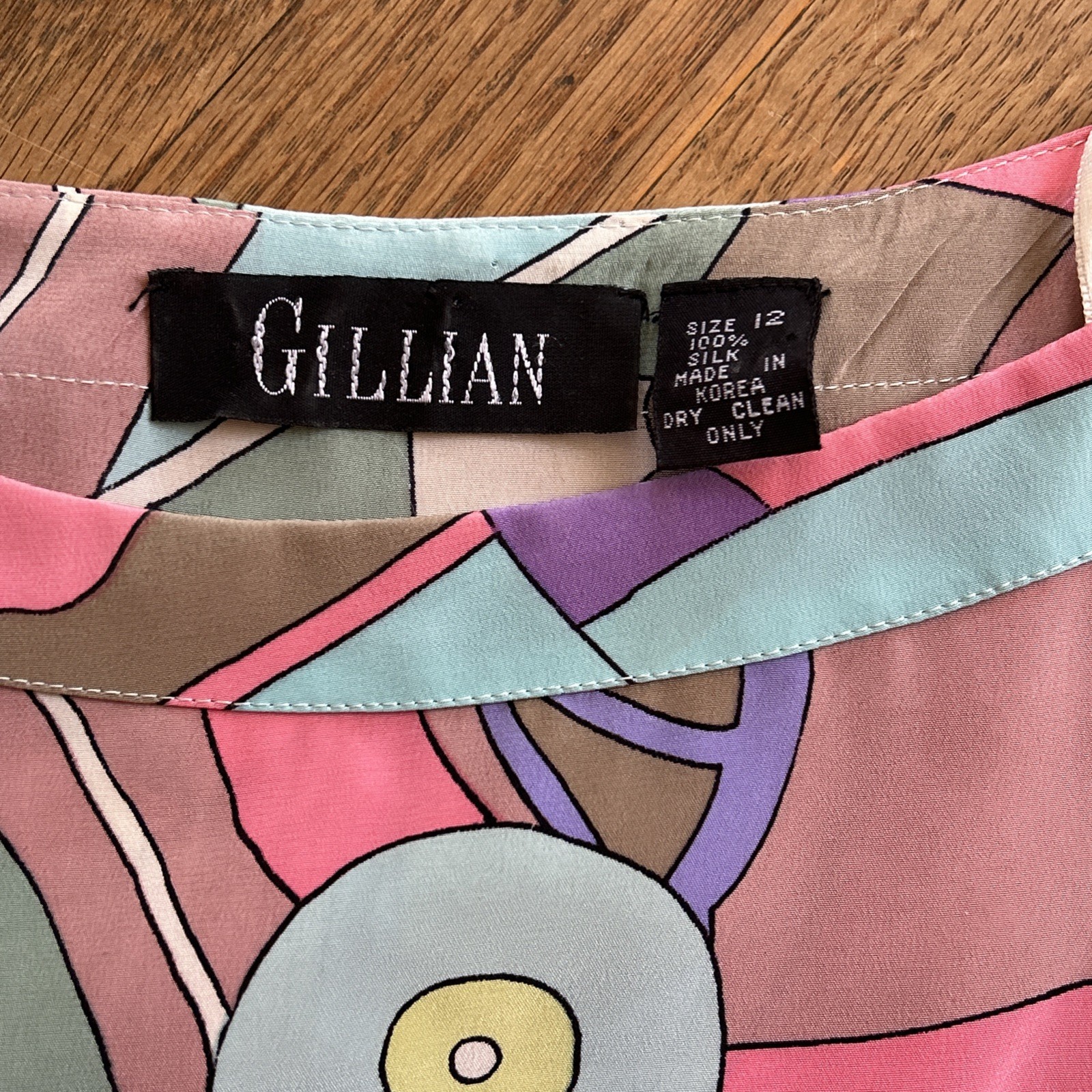 GILLIAN Abstract Geometric Colorful Silk Atomic Mod Artsy Statement Dress Sz 12