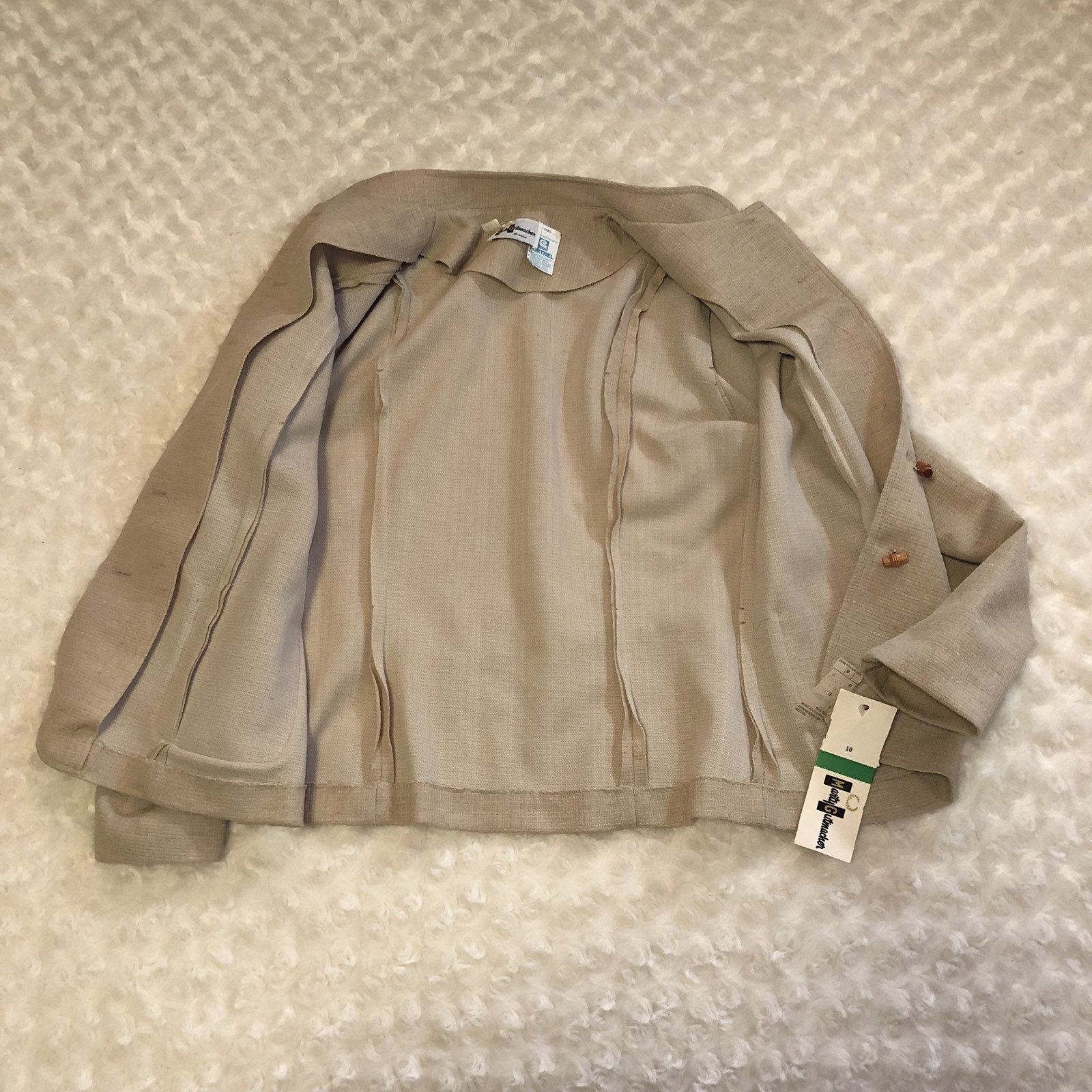 Marty Gutmacher Jacket Size 10 Tan Fortrel Polyester Blazer Vintage ILGWU NWT