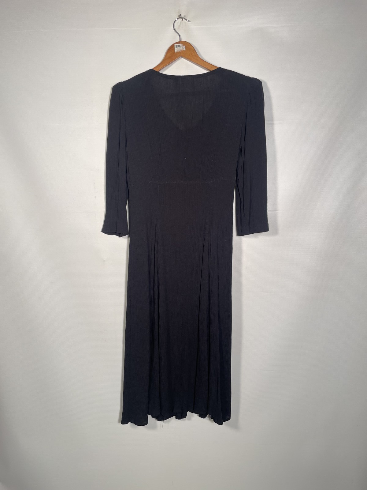 Vintage 1990s Button Front Black Midi Dress Made In USA Size M