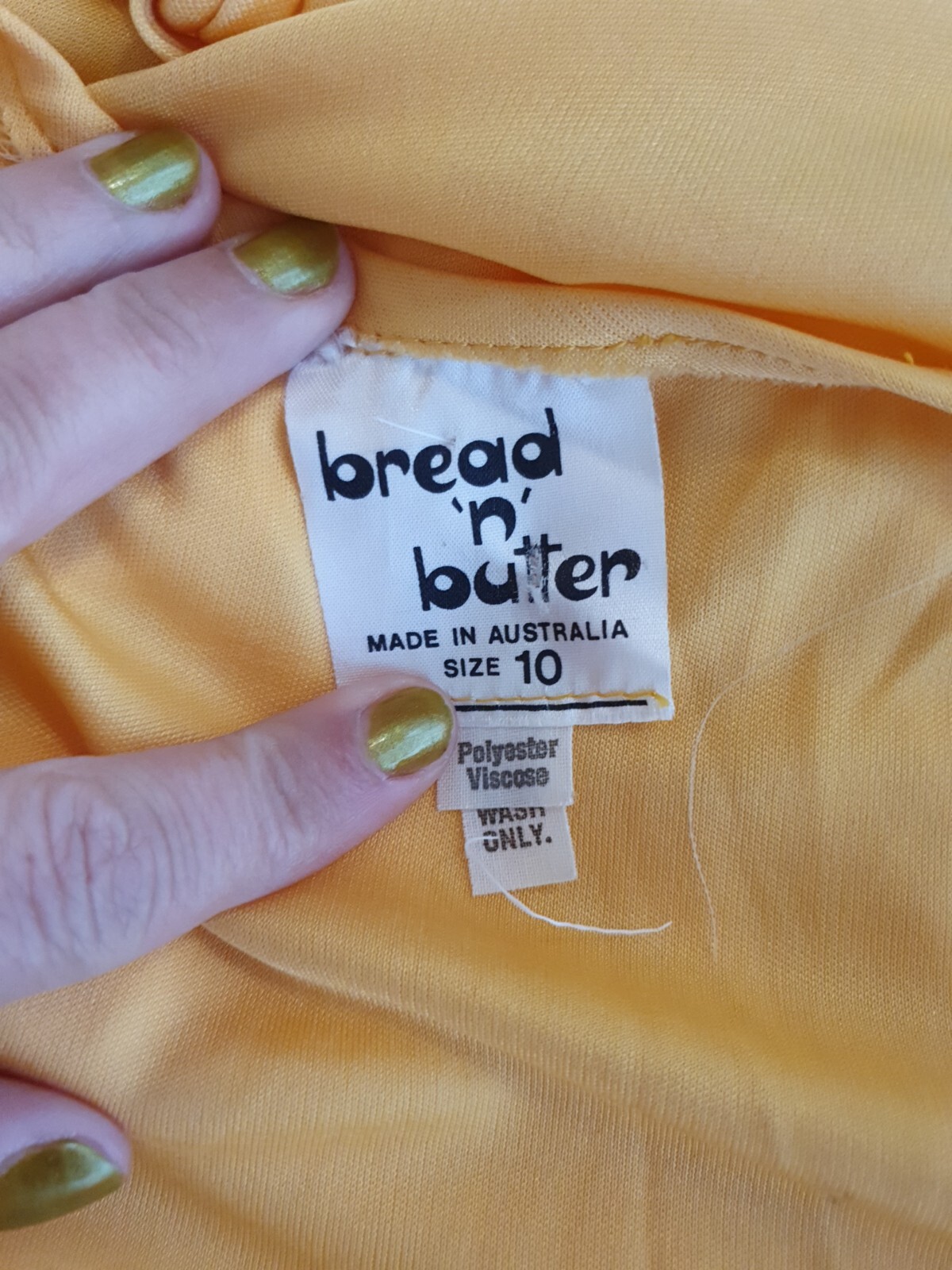 VINTAGE Bread & Butter 70s Dress XS Yellow fits AU 8