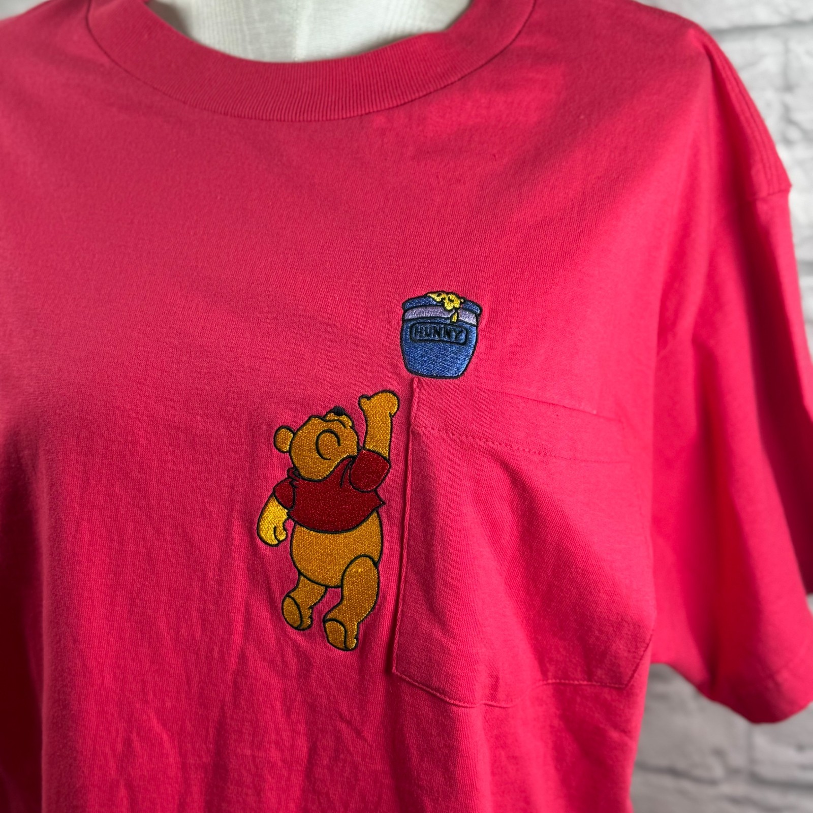 VTG Disney Winnie The Pooh T-Shirt Nightgown Womens 3XL Embroidered Pocket