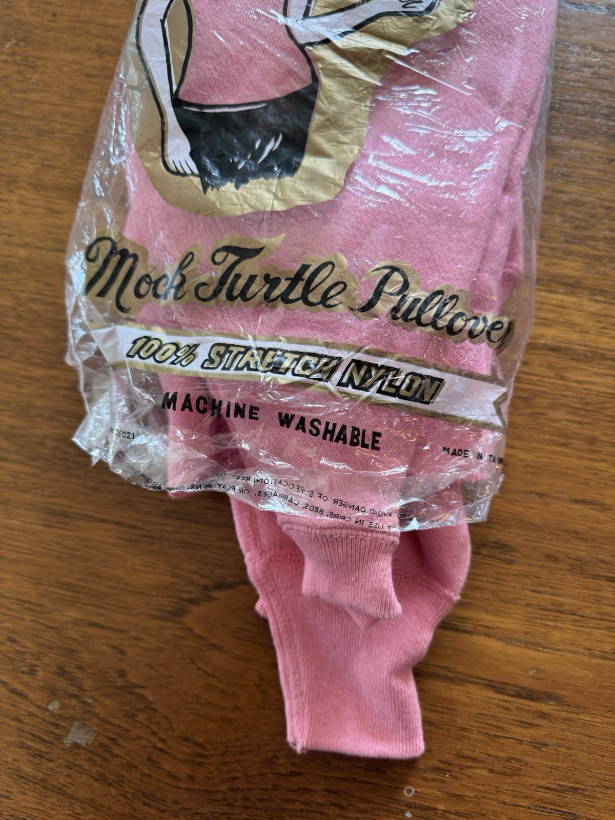 Vintage Mock Turtleneck Pullover Nylon Small Pink 1960s Mod Hippie New In Bag