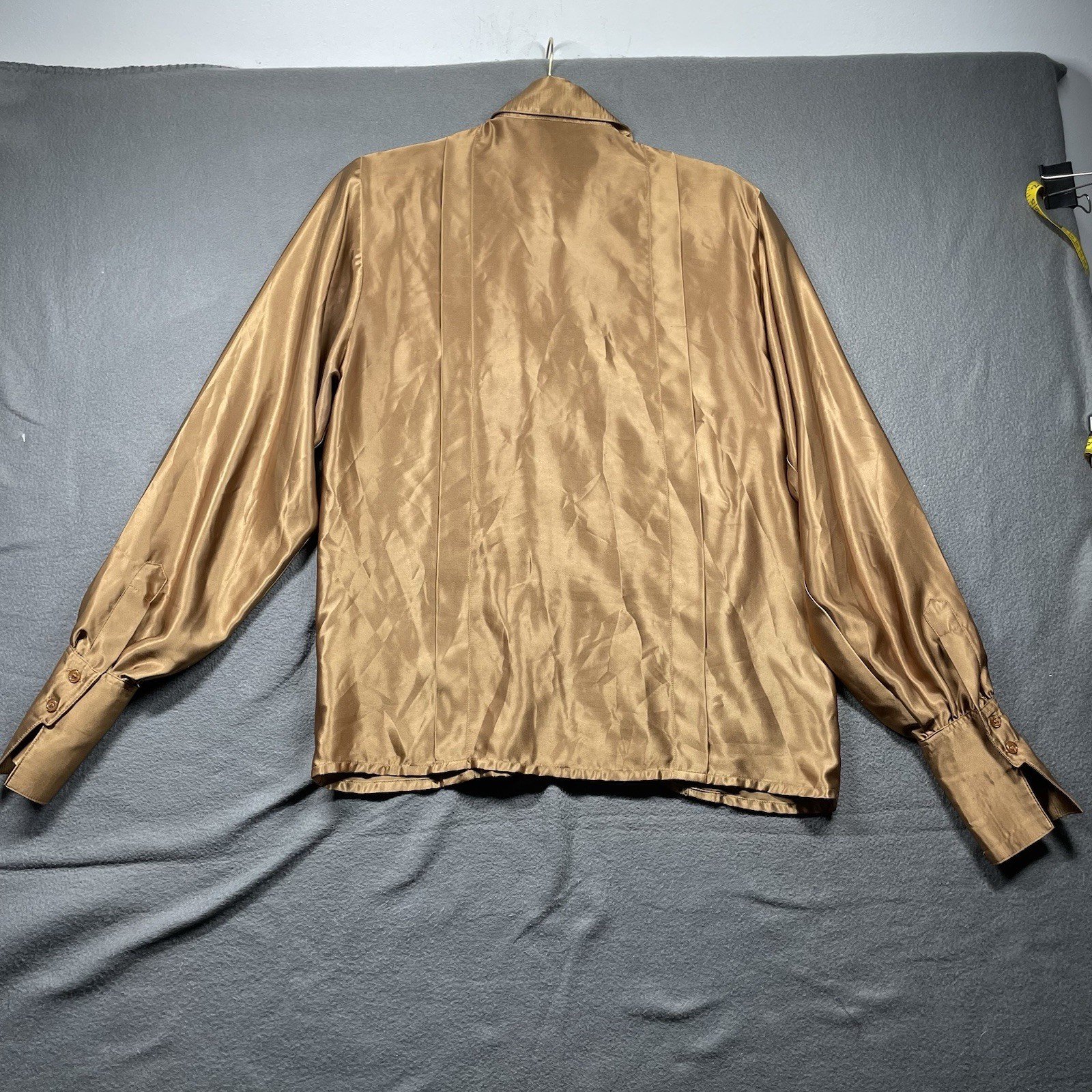 Jaeger vintage gold satin formal Blouse Sm 34 UK glam retro mod style