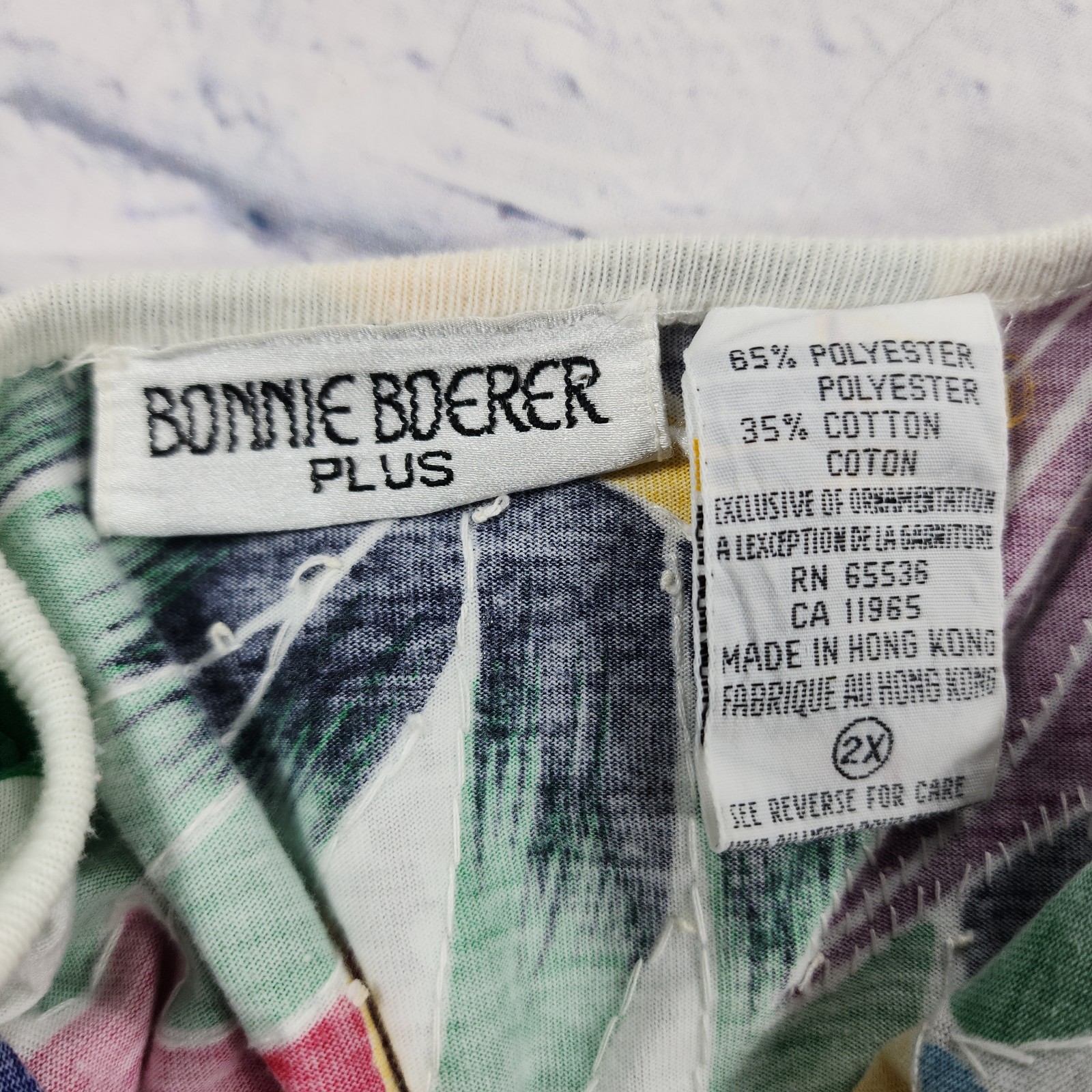 Bonnie Boerer Top WOMENS 2X Floral Sequins Shirt Beaded Retro VINTAGE 90s White