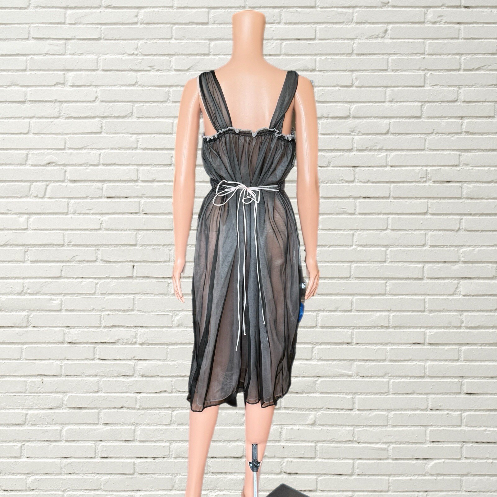Vintage 50s 60s Black Chiffon Peignoir Slip Dress And Robe Set S/m Amourelle