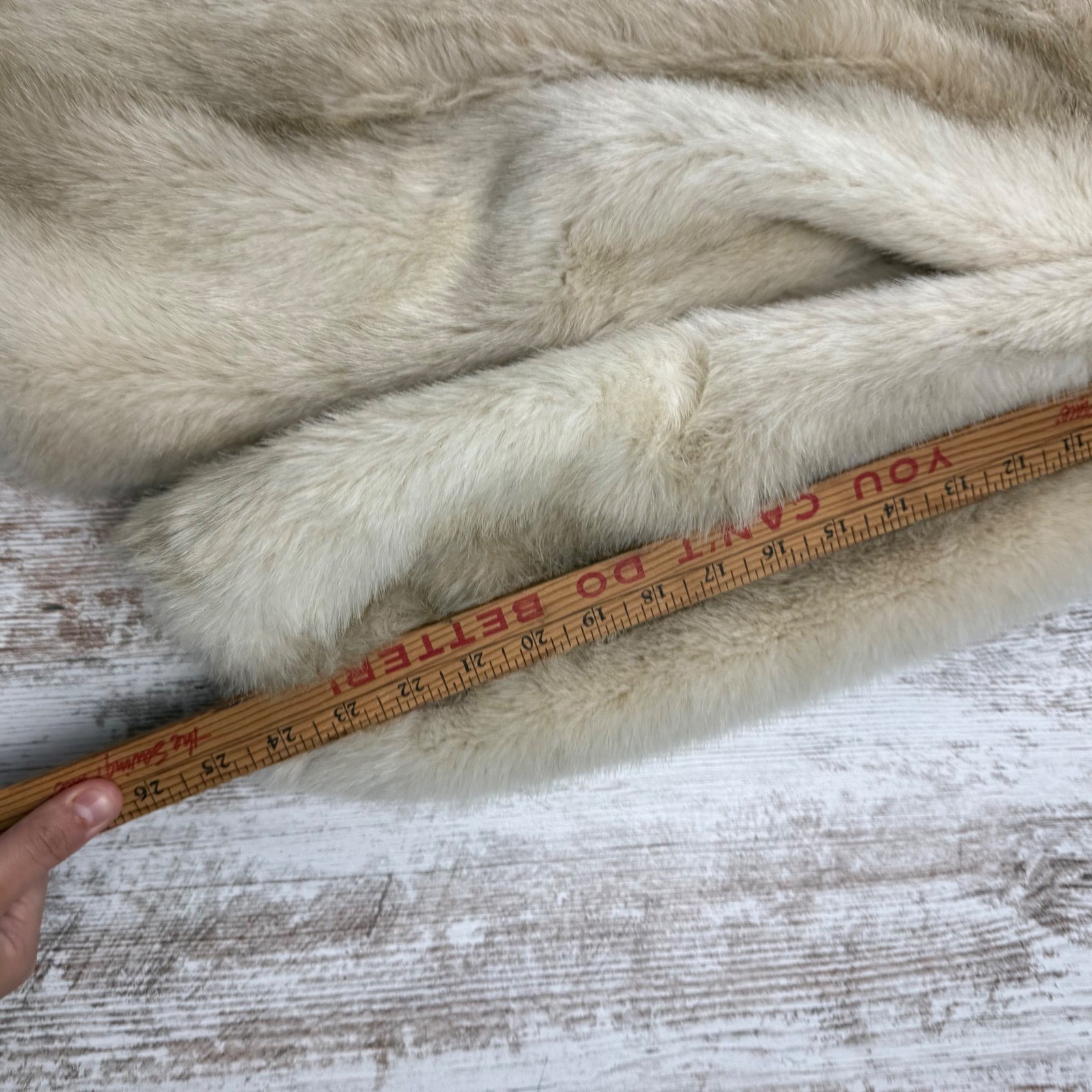 VTG Hillmoor New York Faux Fur Coat Cream Union Made in USA Mid Length Coat USA