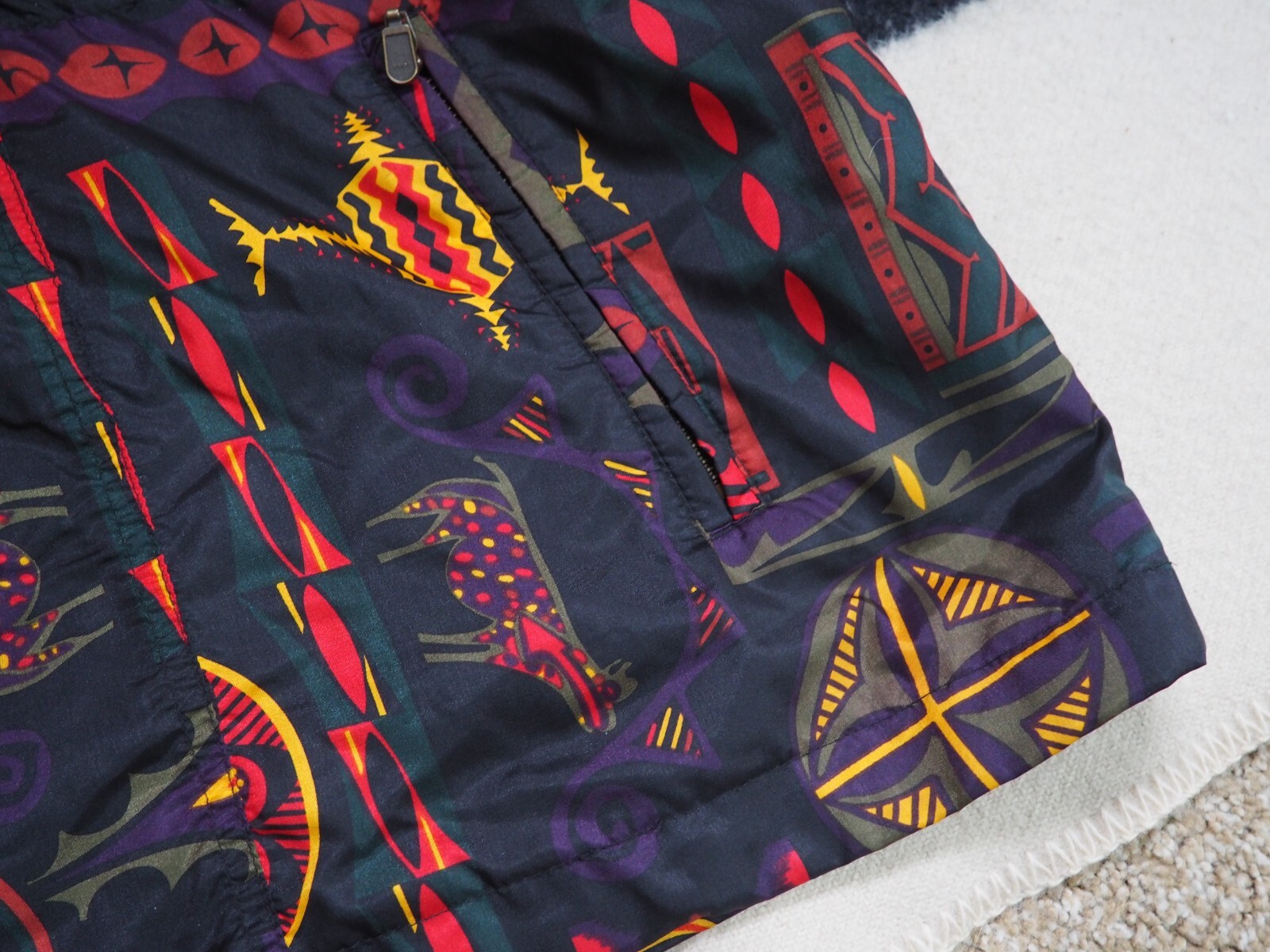 VTG 80s Roffe Indigenous Southwest Art Outdoor Anorak Belted Ski Jacket Womens M