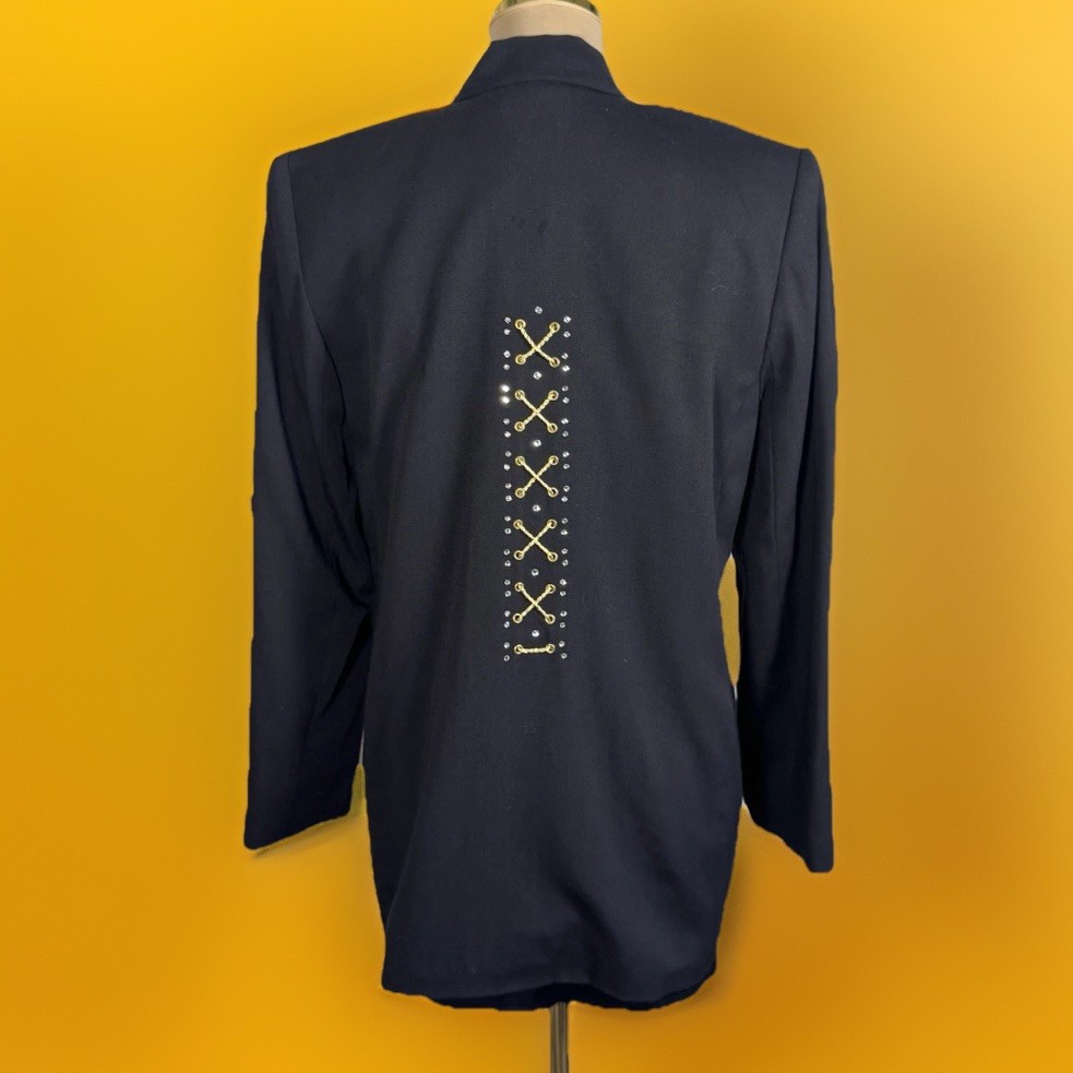 Vintage Criscione New York | Black Power Blazer| Gold Accents | Old Money | 1980