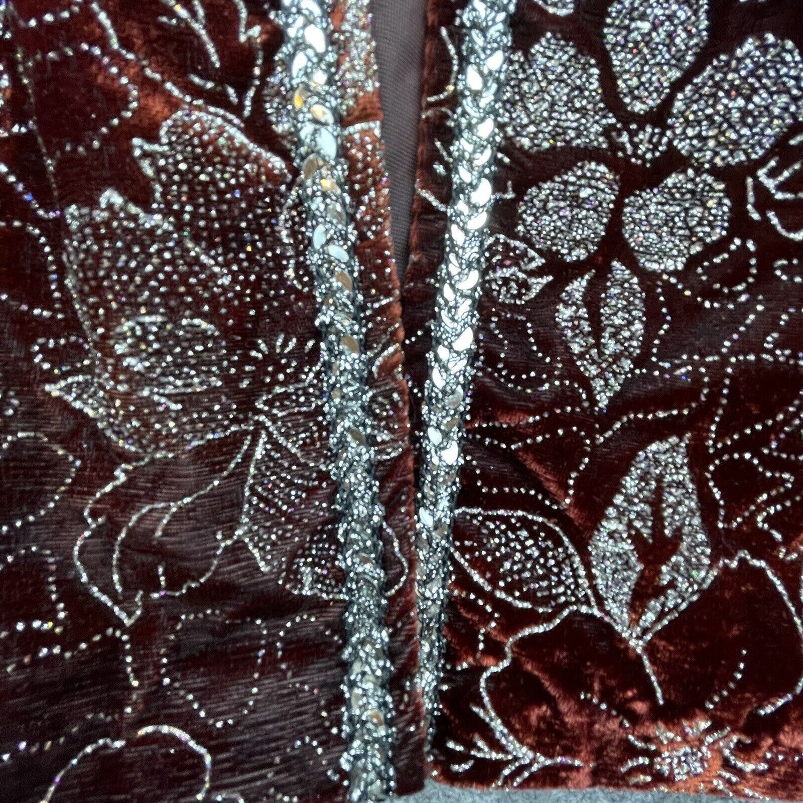 Vintage Jeri Marque Jacket Medium Evening Metallic Sequin Glitter Blazer Party