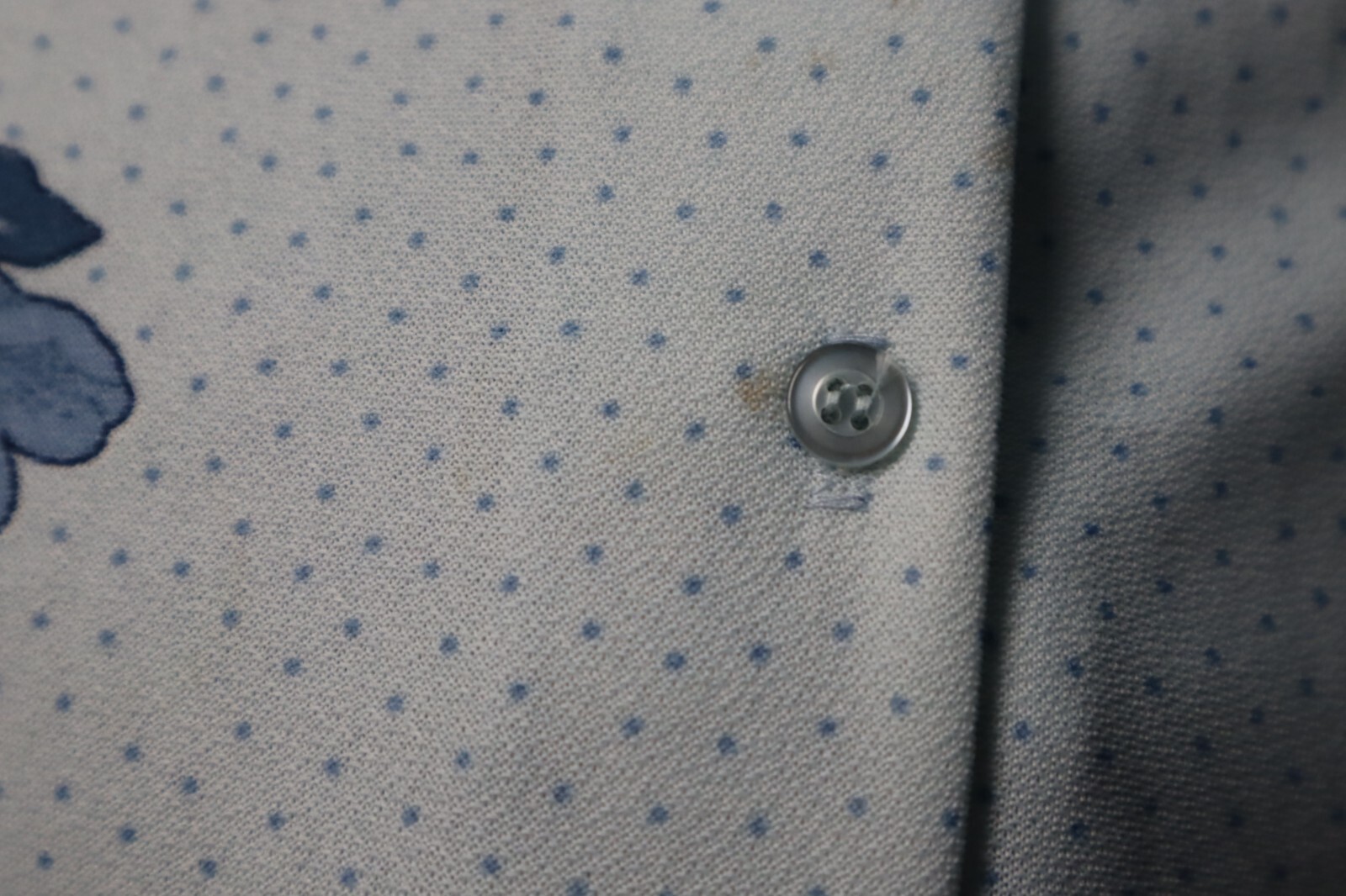 Vintage 1970s ECCOBAY long sleeve button up floral blue blouse size 13-14 (USA)