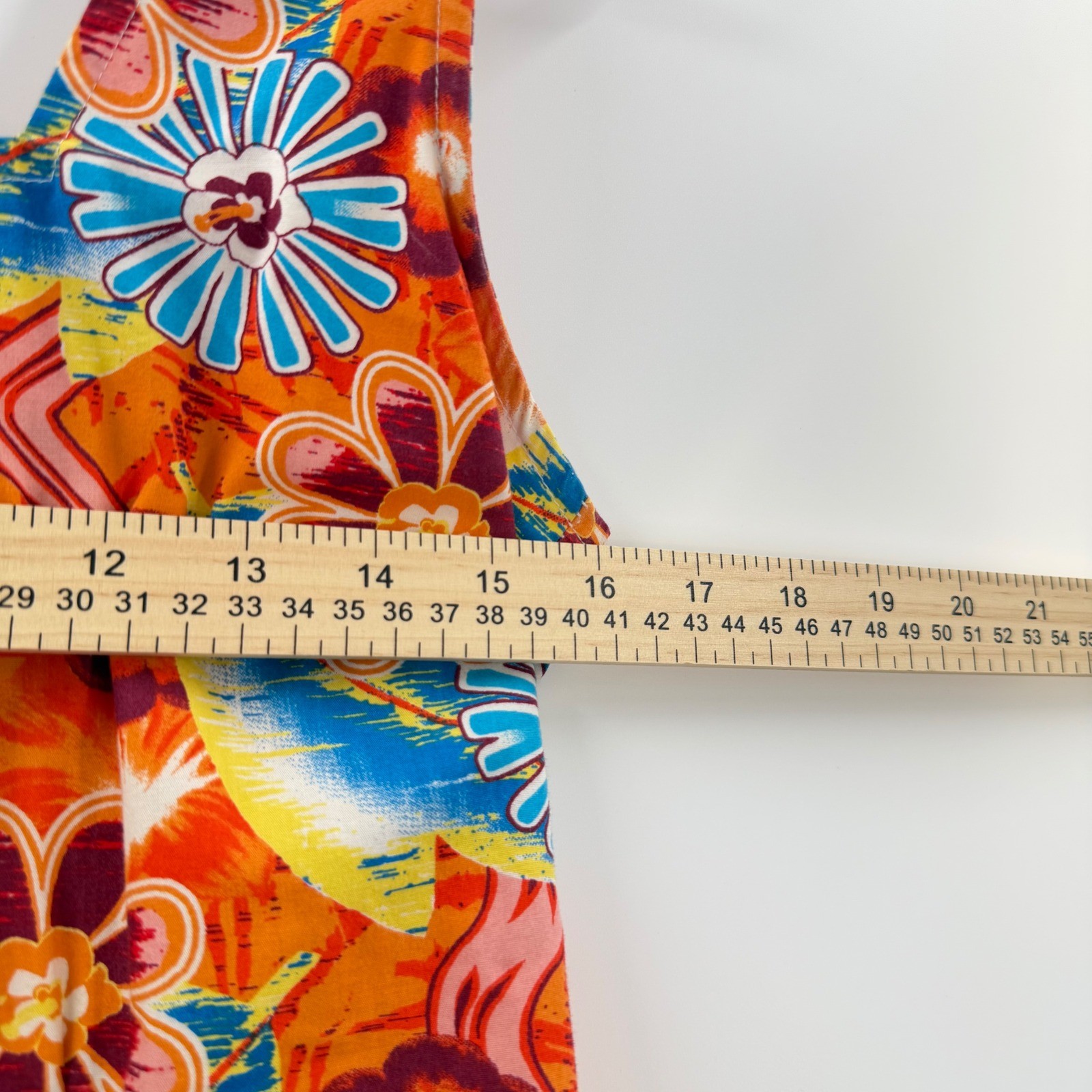 Sideout Vintage Y2K Floral Mini Dress Orange Cotton Tropical Sleeveless Size 7