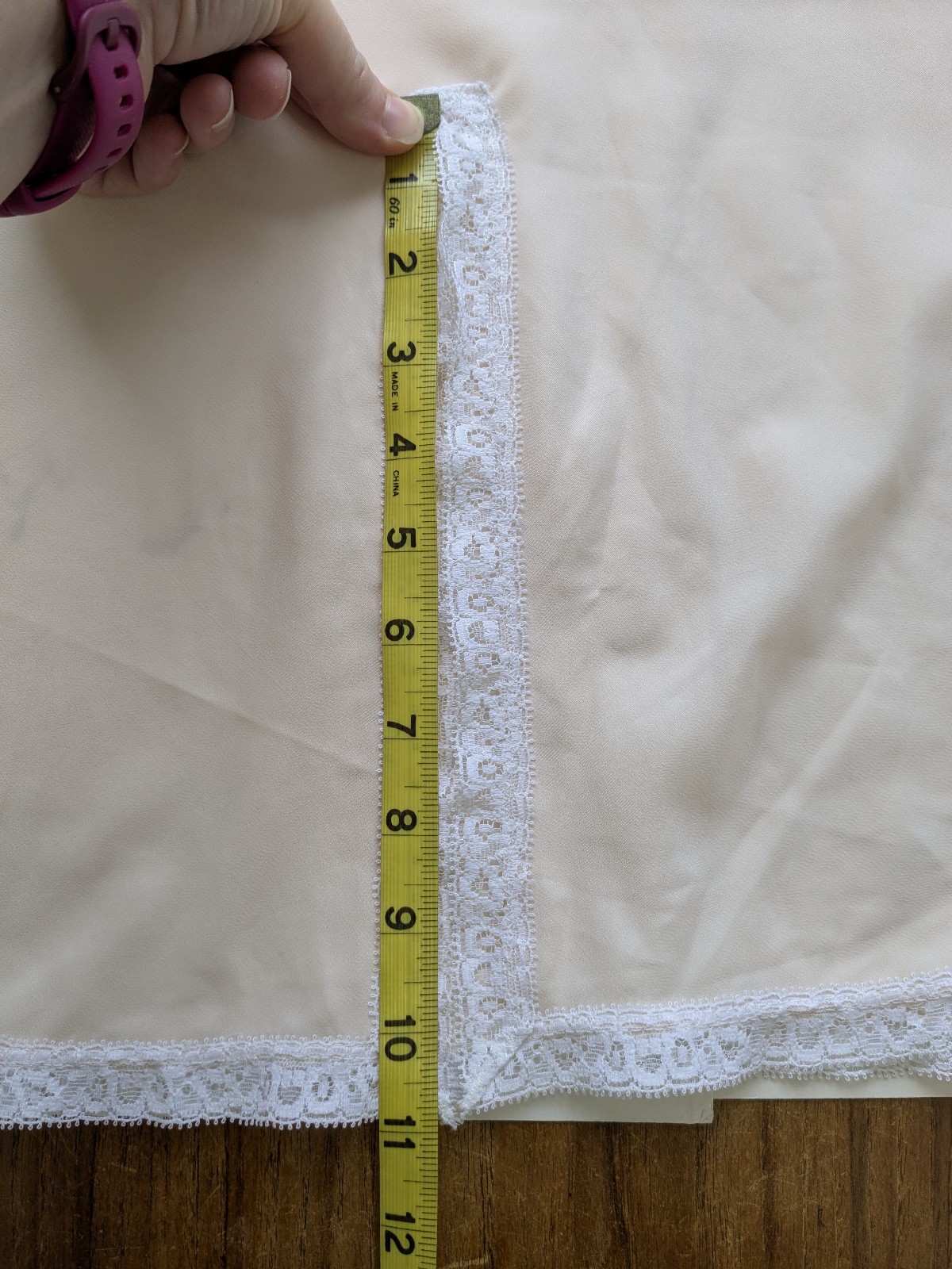 Vintage Farr West Skirt Maxi Half Slip Back Slit Lace Hem Cream White Size XS