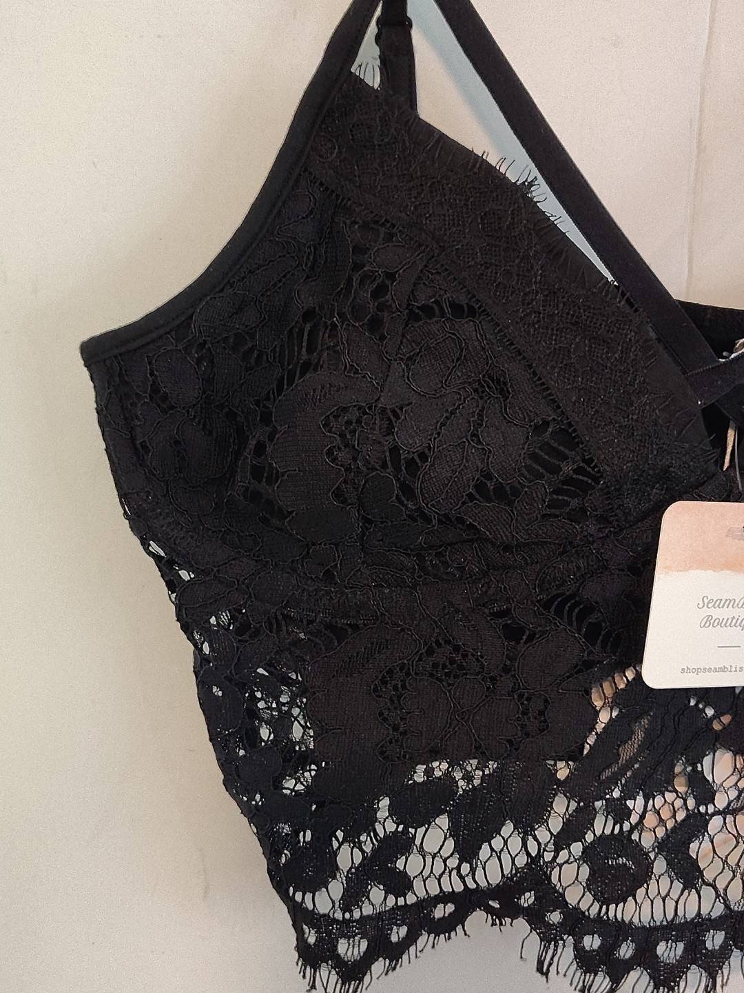 Small Paper Crane Bohemian Lace Bralette Tank Cami Top WIRE FREE No Budge Bra