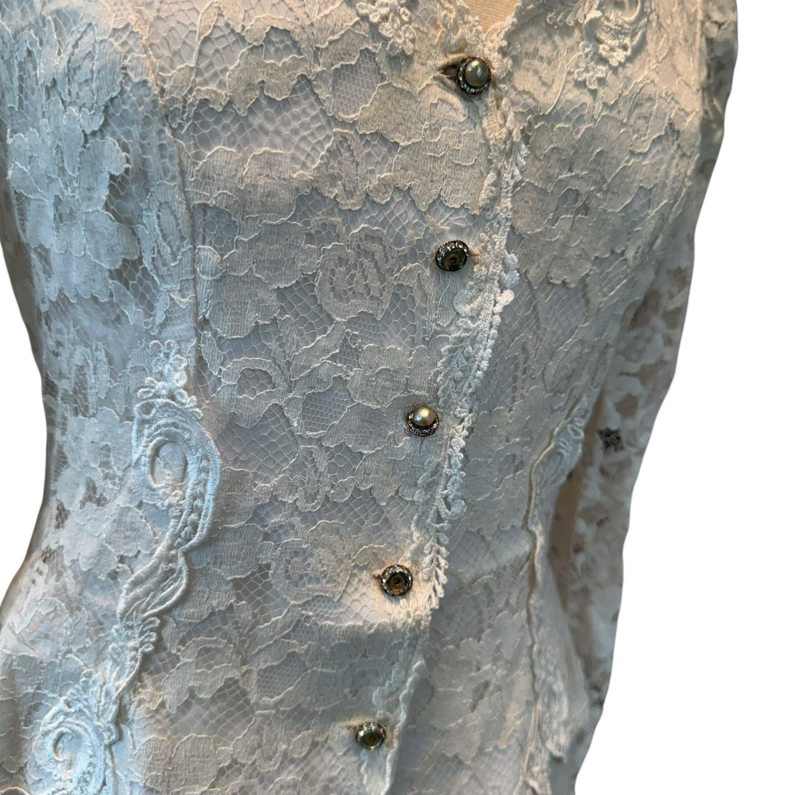 Vintage 80s Cachet By Bari Protas Lace Top Jacket Corset Sz 11/12 Victorian READ