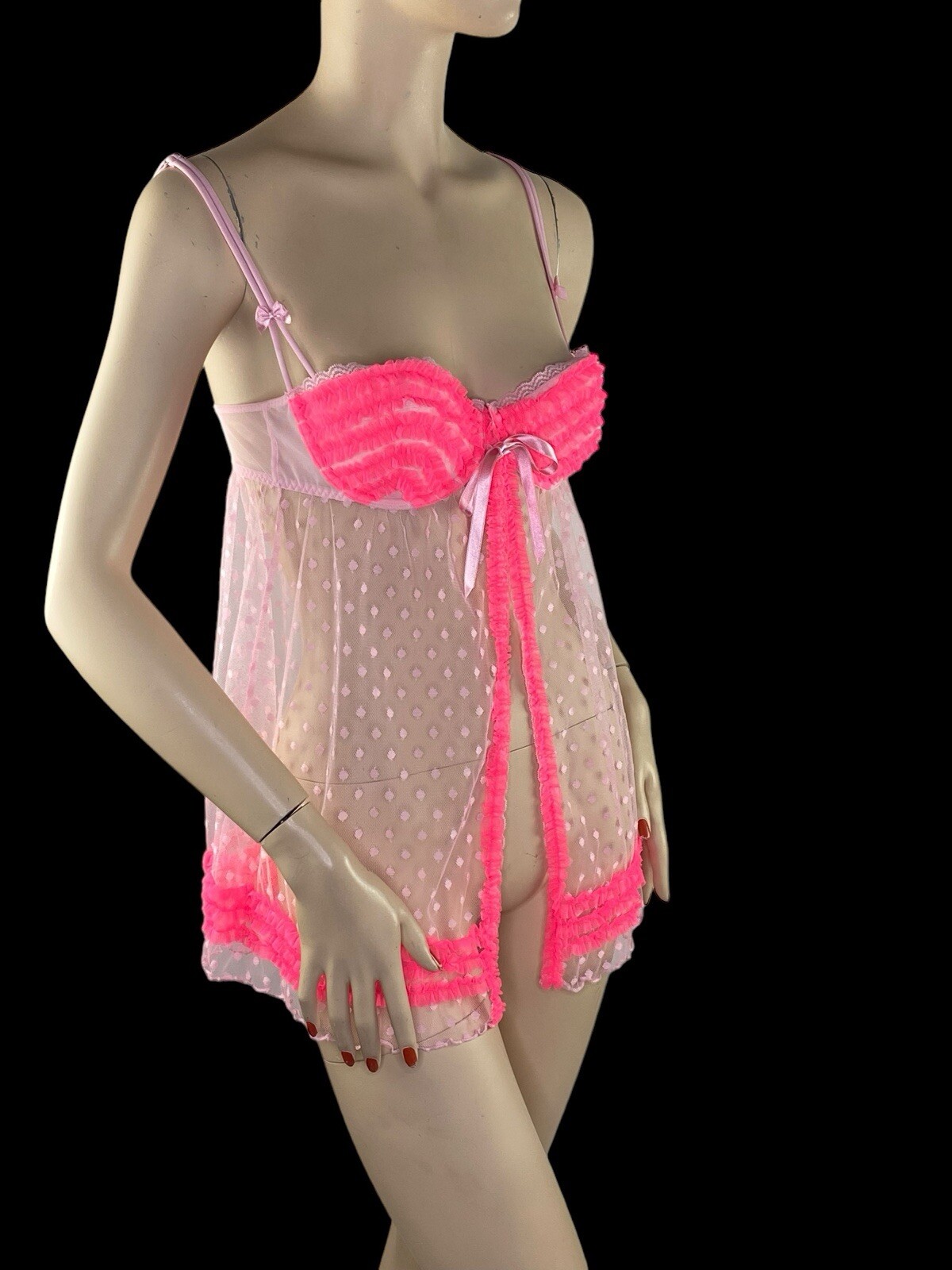 Victoria’s Secret Sexy Little Things Pink Y2K Babydoll Push Up Bra Nighty 36B