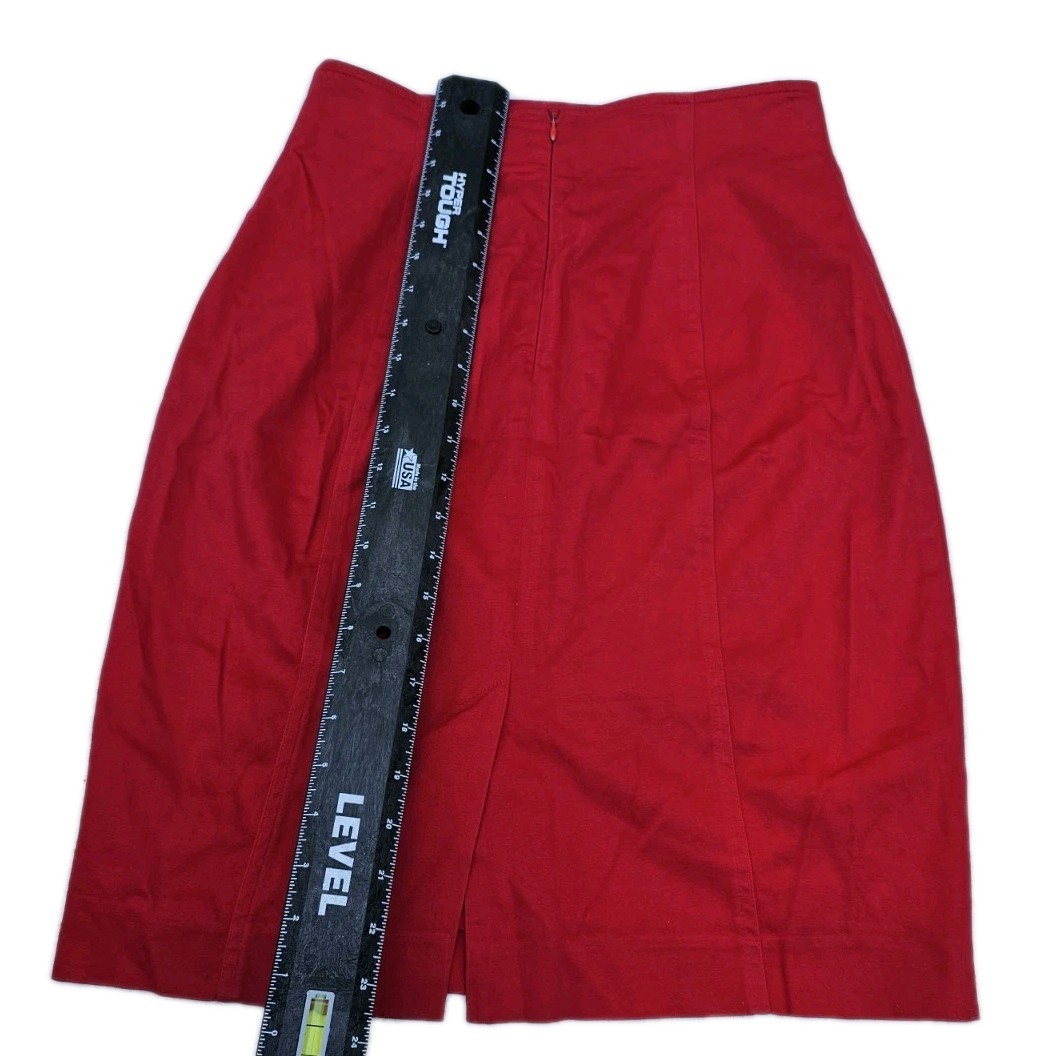 Liz Claiborne Collection Red Cotton Skirt Sz 10P Pencil High Waist Y2K Vintage