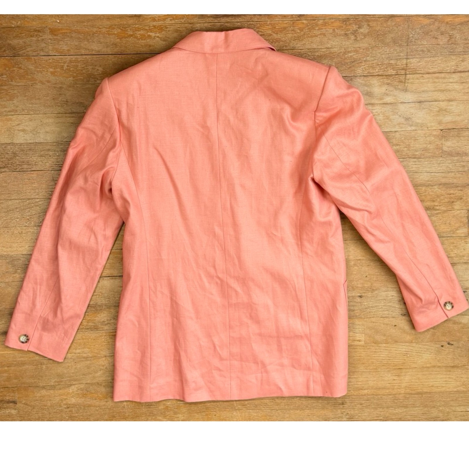 Vintage Coral Linen Blazer Size Medium 80s Pink/Orange Sport Coat Suit Jacket