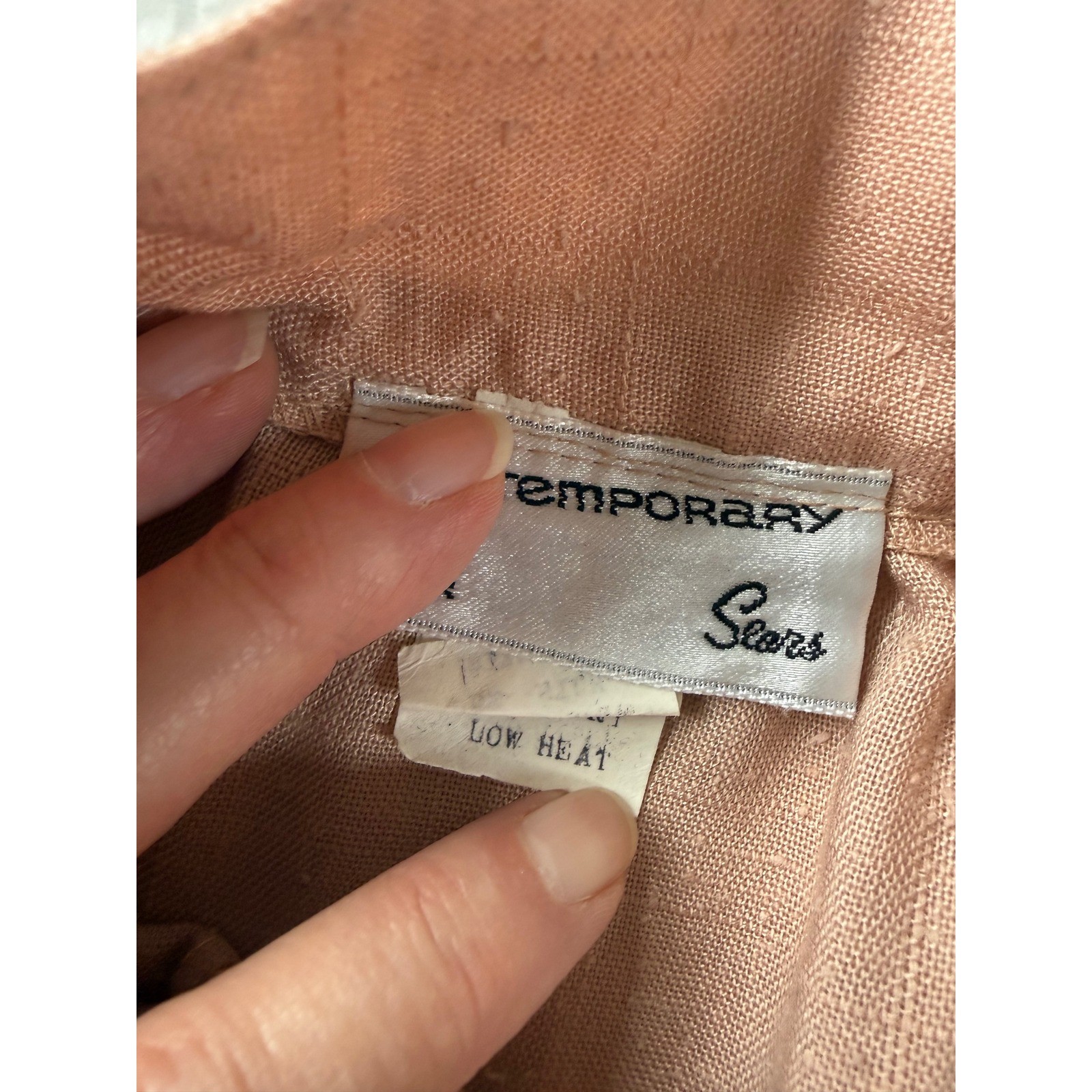 Vintage Sears Contemporary Corner Peach Pink Textured Lace Hem Skirt 70s 80s