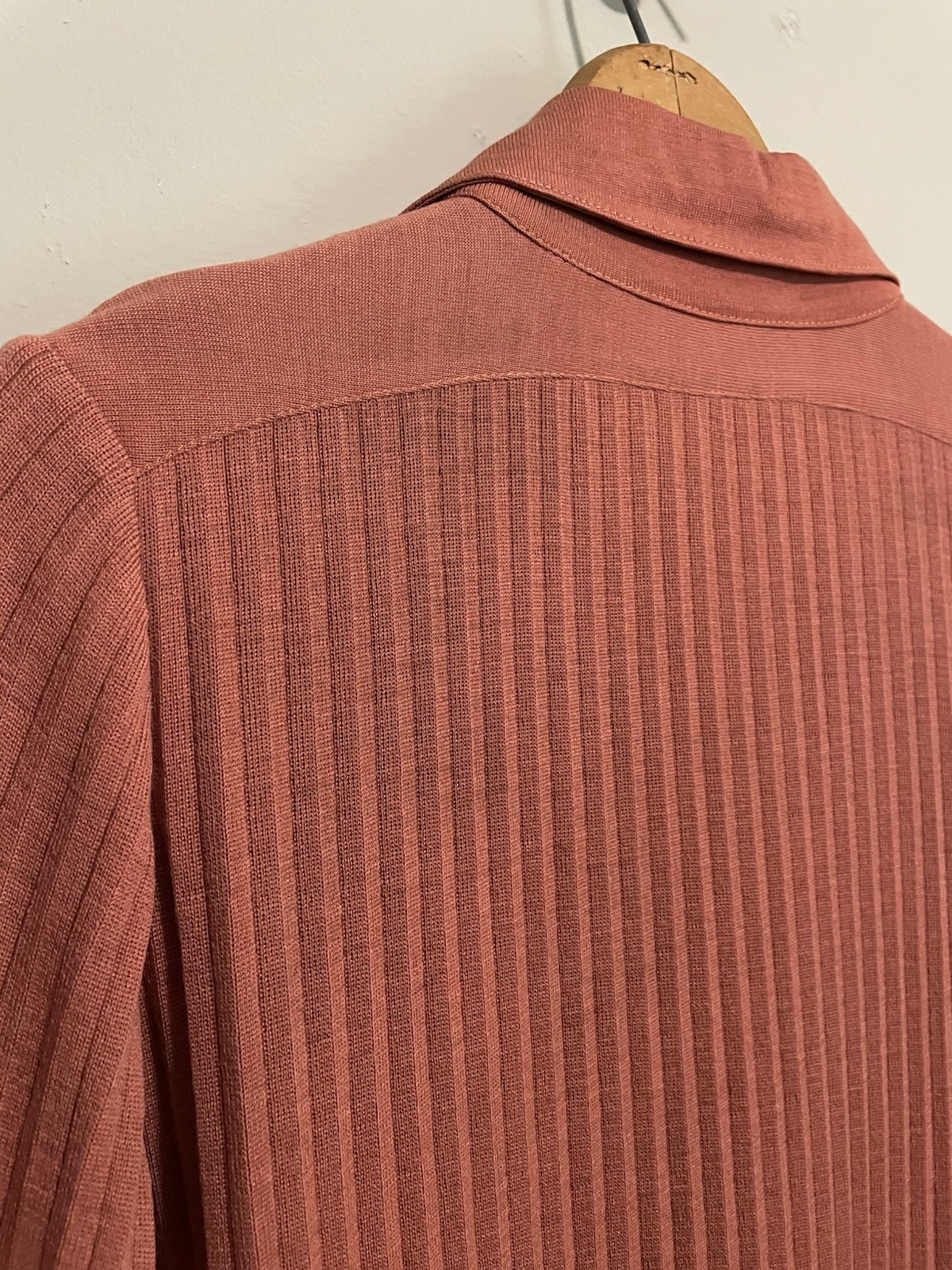 70s Francesca For Damon Dress 100% Wool Pleated Blush Guava Long Sleeve 8