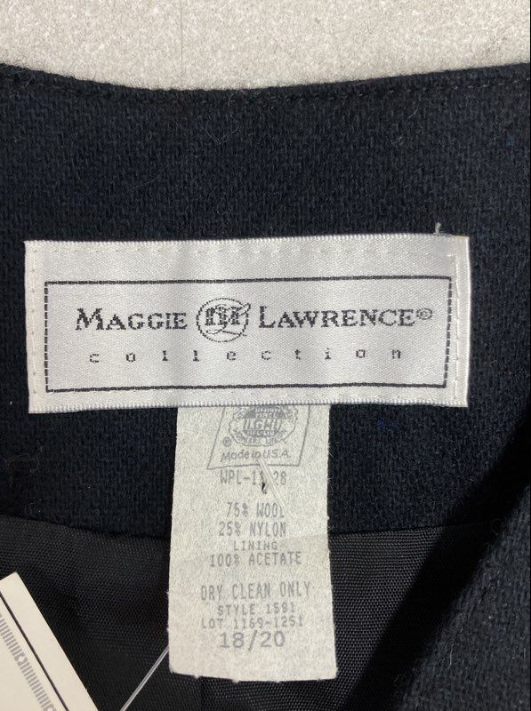 Vintage 80s Maggie Lawrence Women’s Black Wool Blend Plus Blazer NWT Sz 18/20