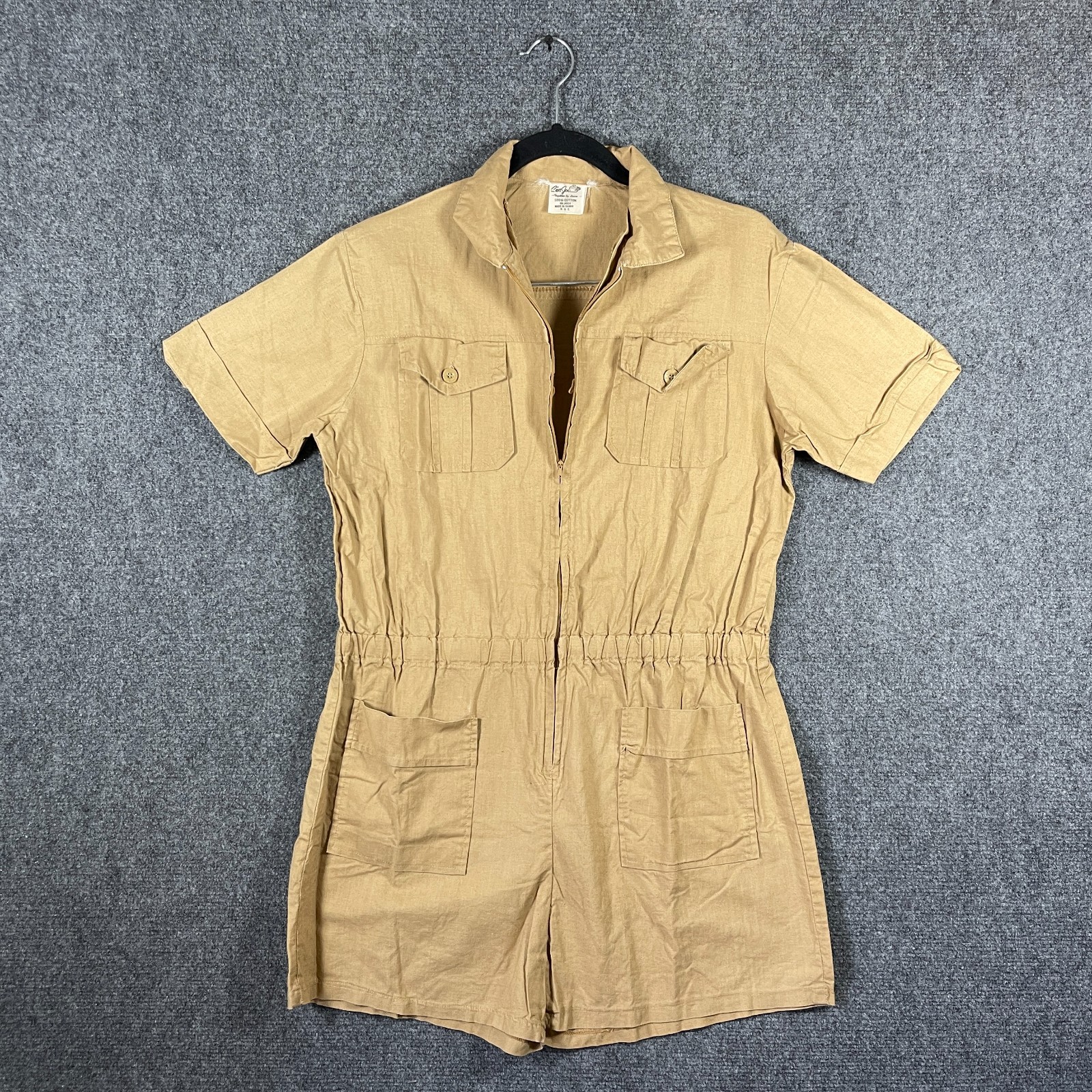 VTG 70s 80s C’est Joli by Laura Short Sleeve Collared Basic Romper Brown Medium