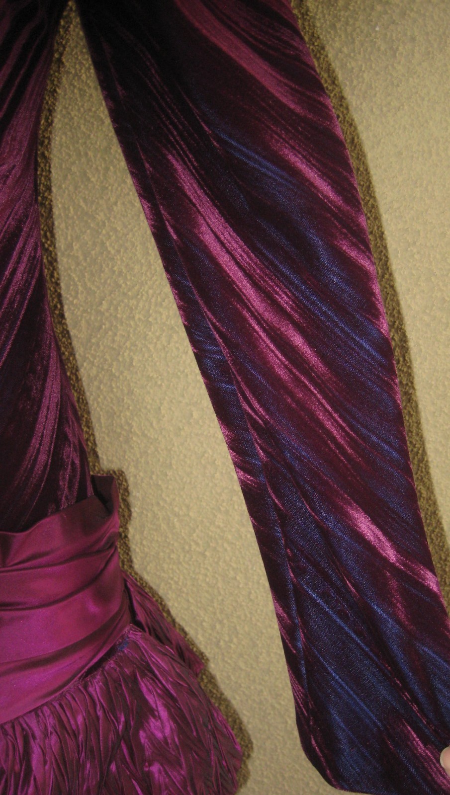 Vintage 80s burgundy/wine velveteen dropwaist taffeta tiered ruffles party dress