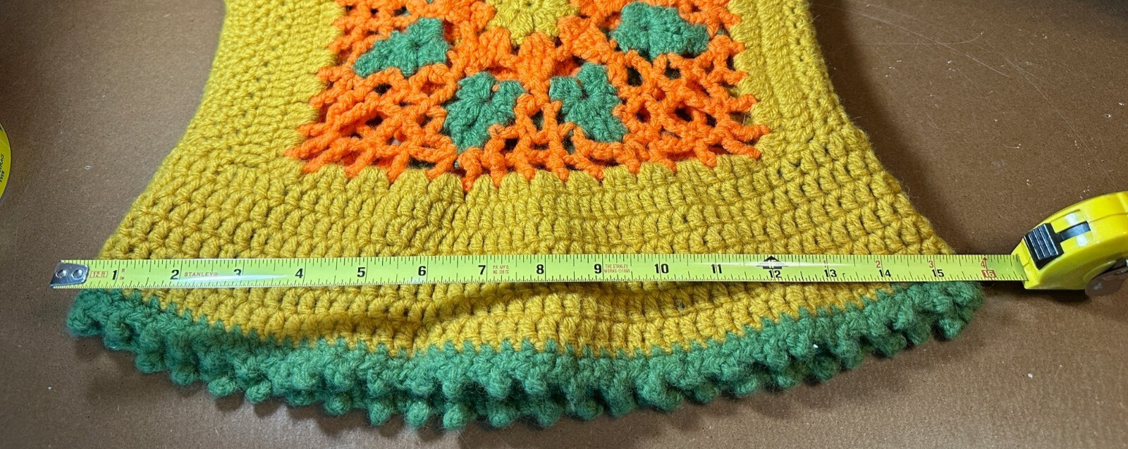 Crochet Vest vintage Handmade Granny Square Green Yellow orange size small?
