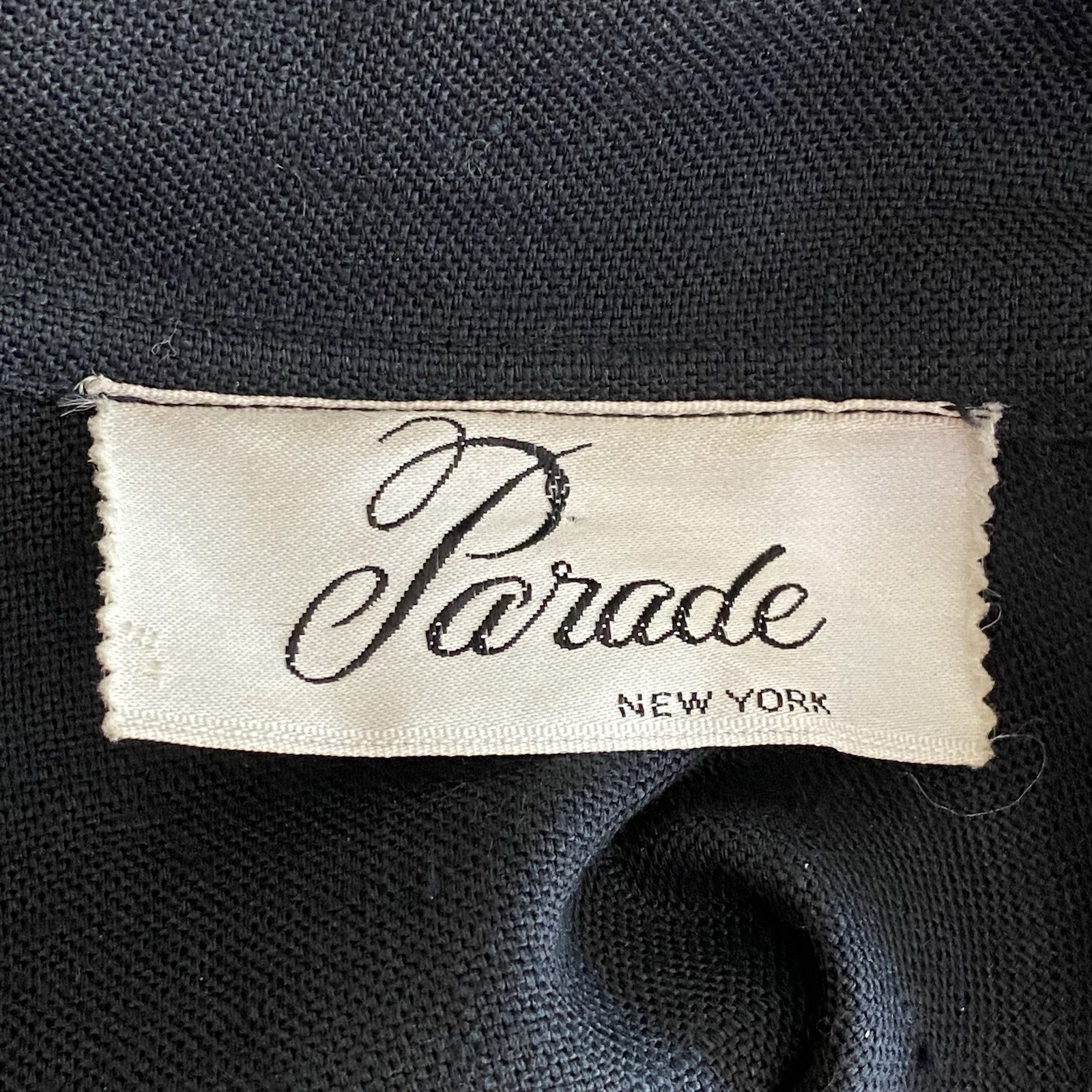 Vintage Parade NY Shirt Dress Size 10 Black Linen Short Sleeve Knee Length