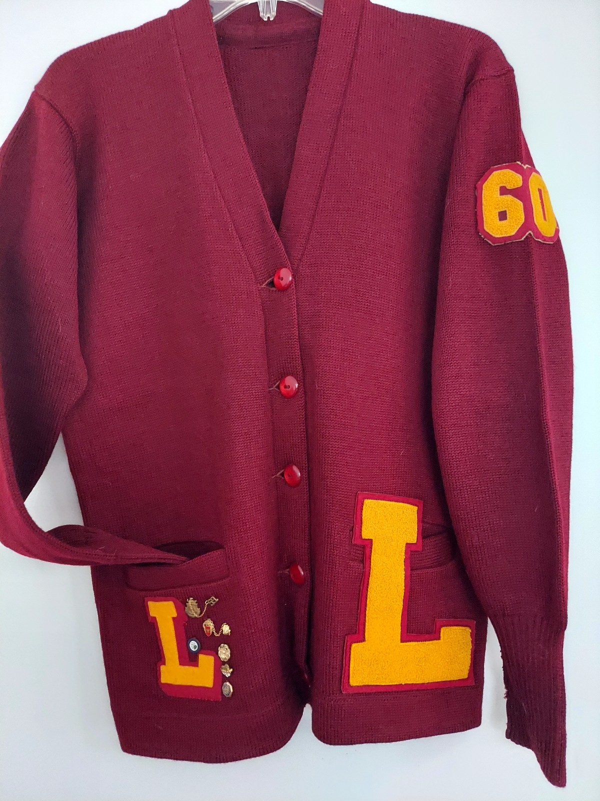 Vintage 1959 California Wool Varsity Letter Sweater with Original Pins