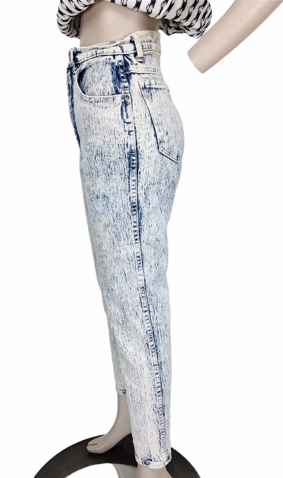 Vintage 80s STEFANO High-Waisted Stretch Acid Wash Skinny Jeans Size 8